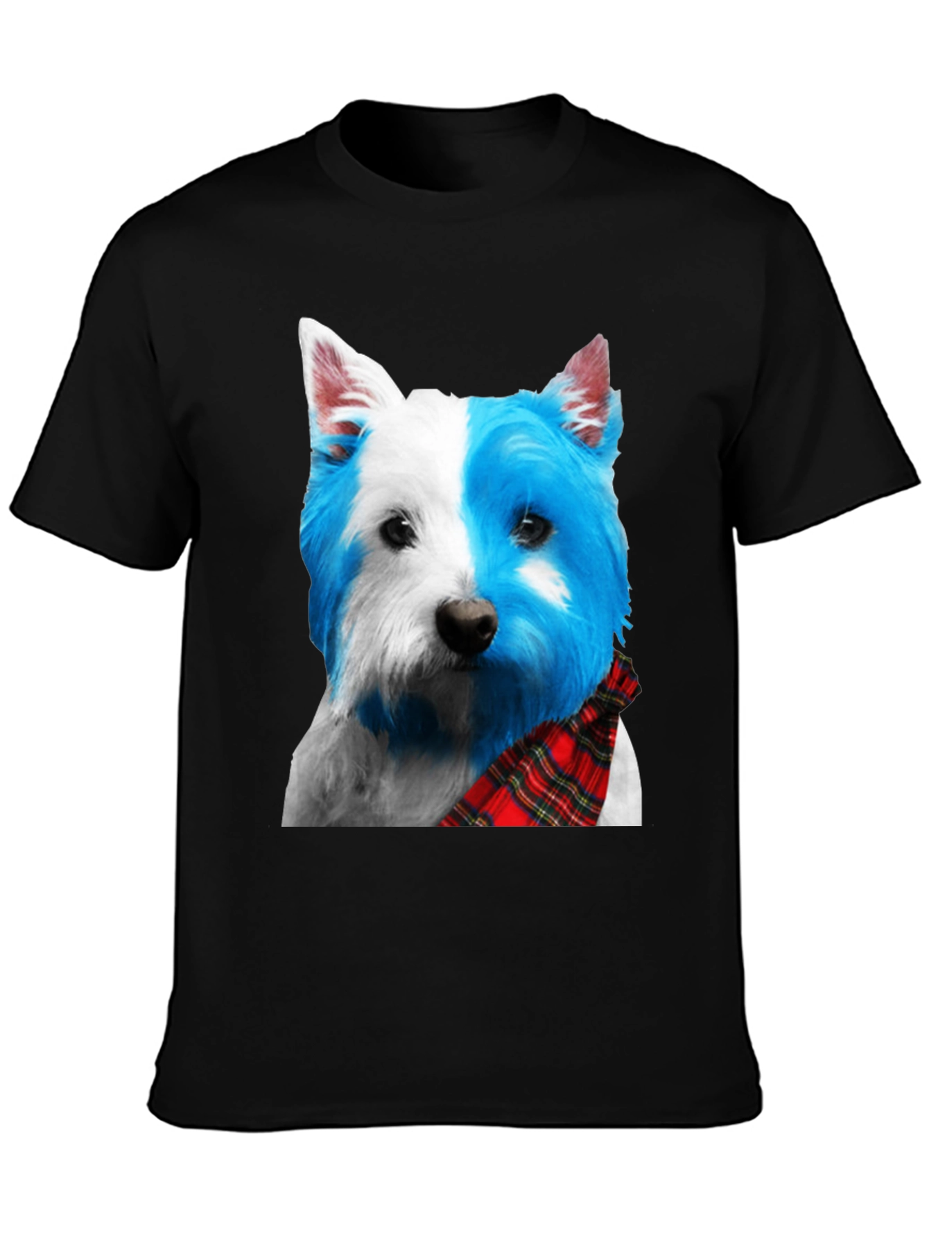 Black Dog Breed Plaid Scarf Tee view 3