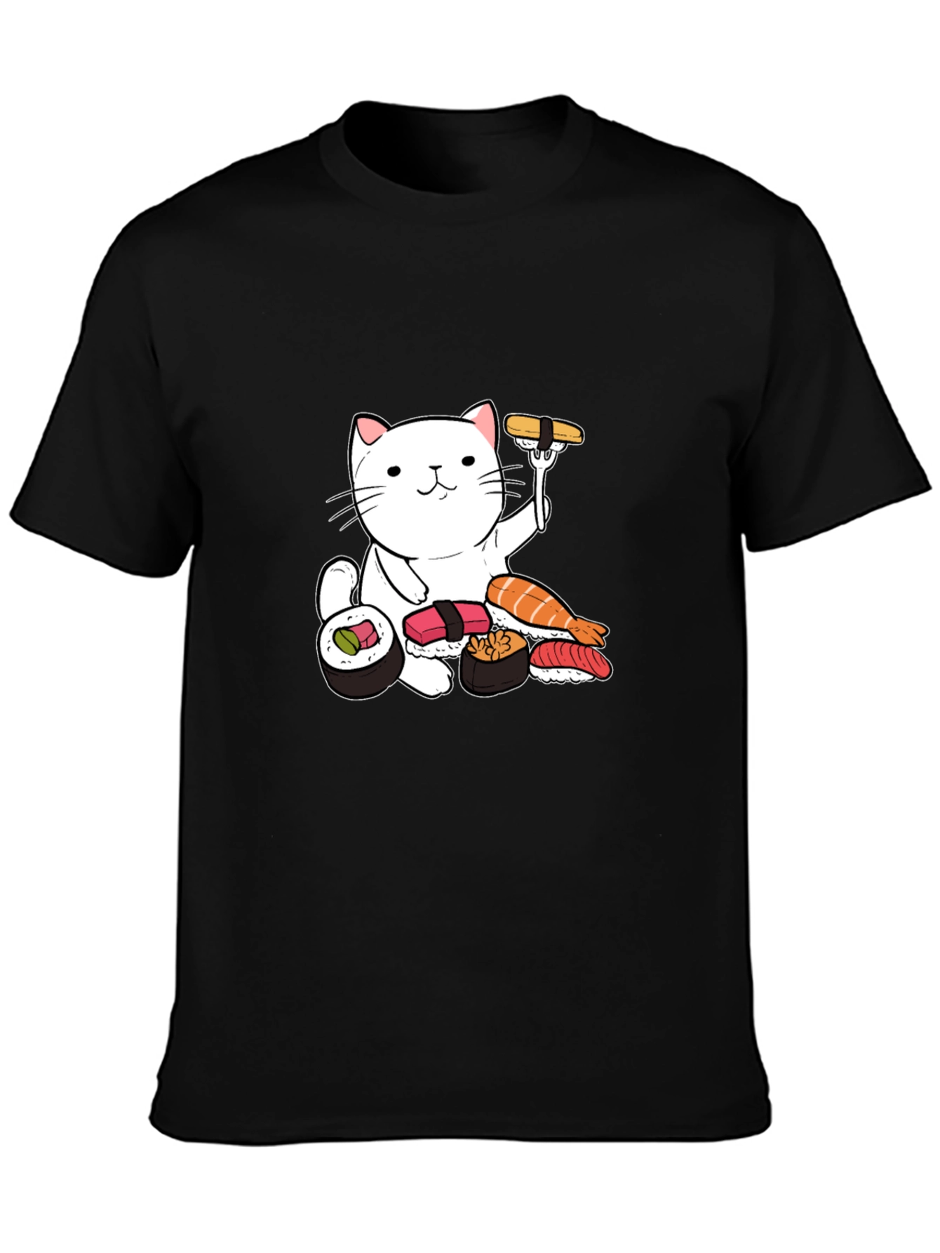 Black Sushi Cat Graphic T-Shirt - Cute & Comfy view 3