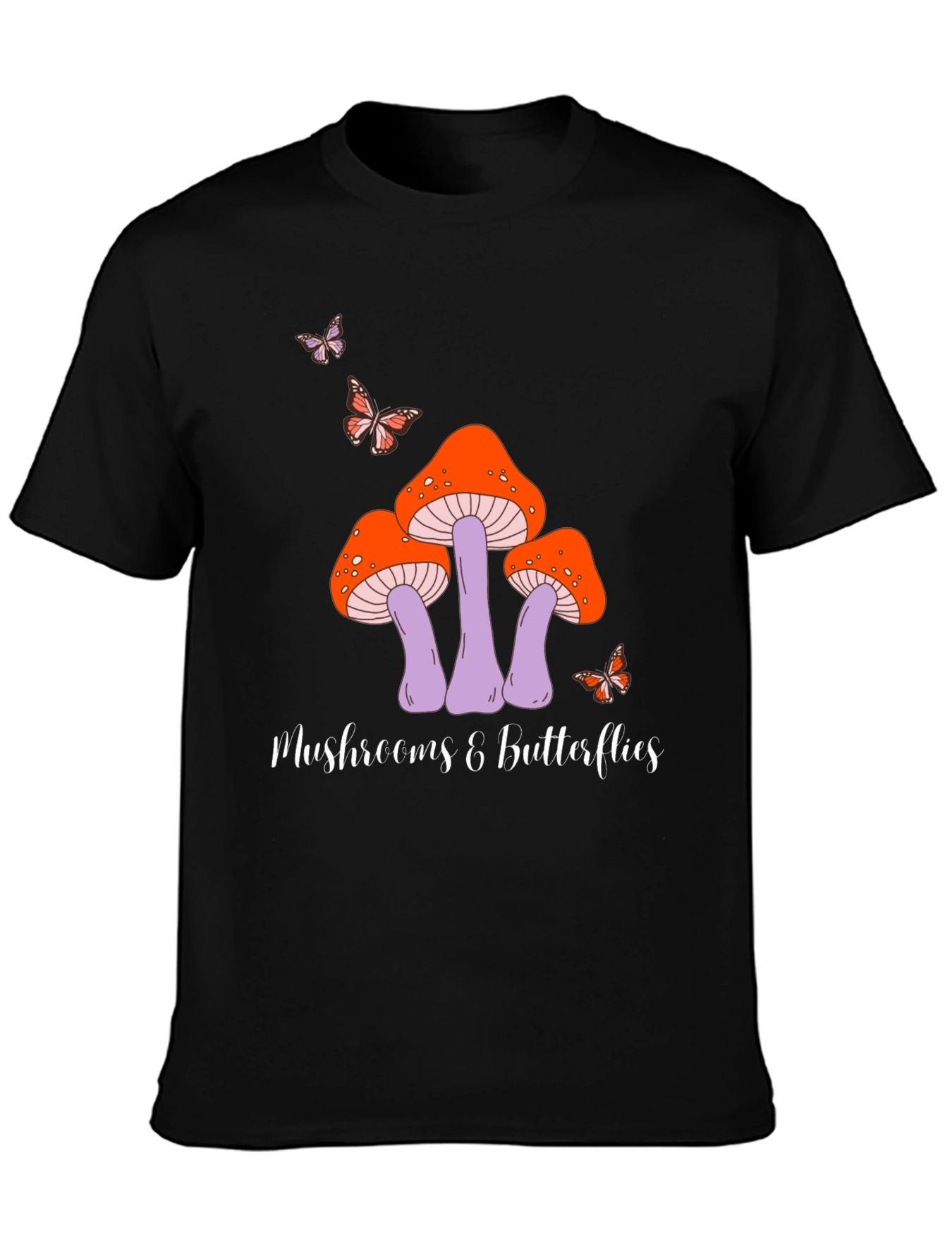 Black Mushroom & Butterfly Graphic Tee view 3