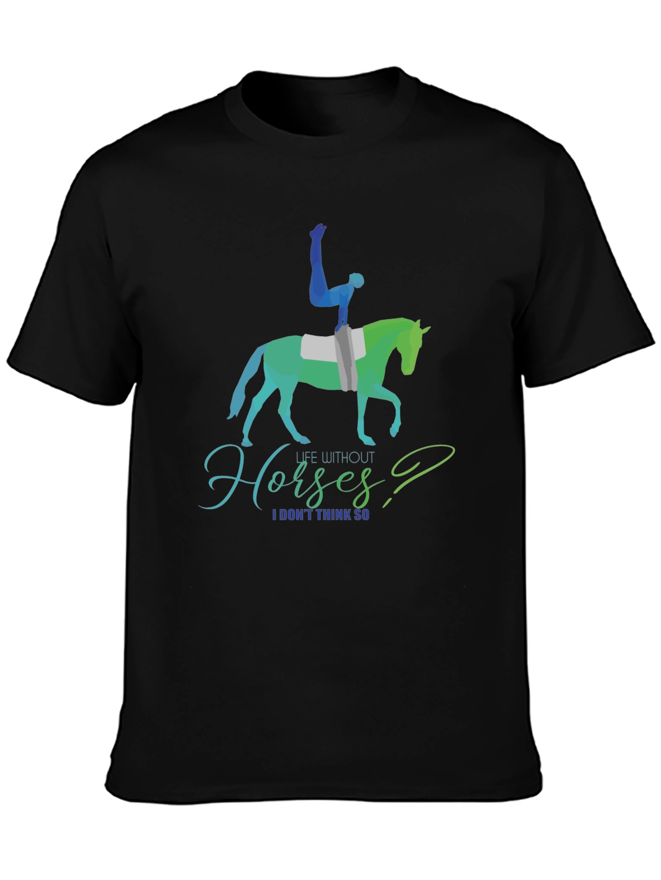 Black Equestrian T-Shirt: Life Without Horses? view 3