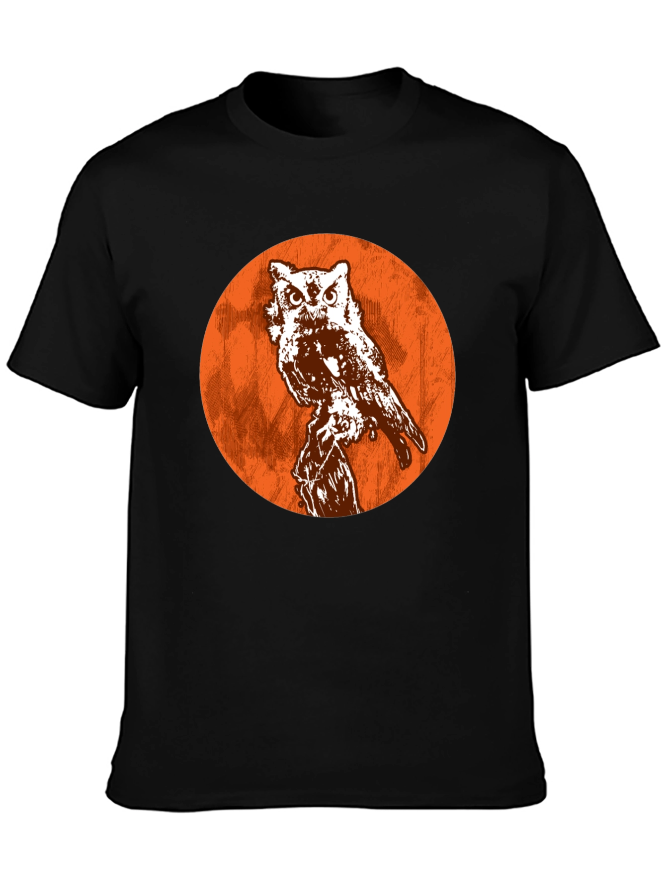 Black Owl Graphic Print Men's Black T-Shirt view 3