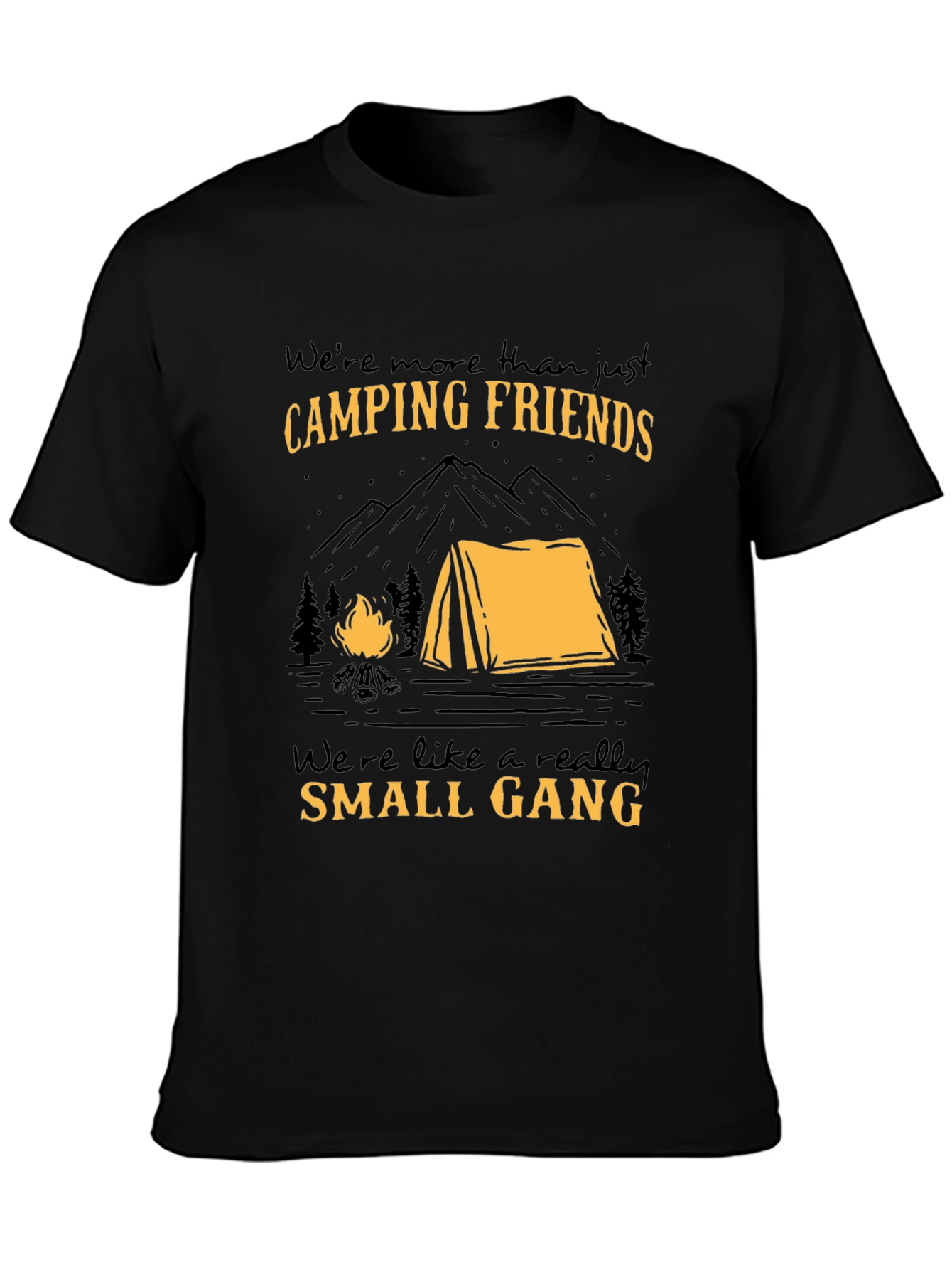 Black Camping Friends Small Gang Graphic T-Shirt view 3