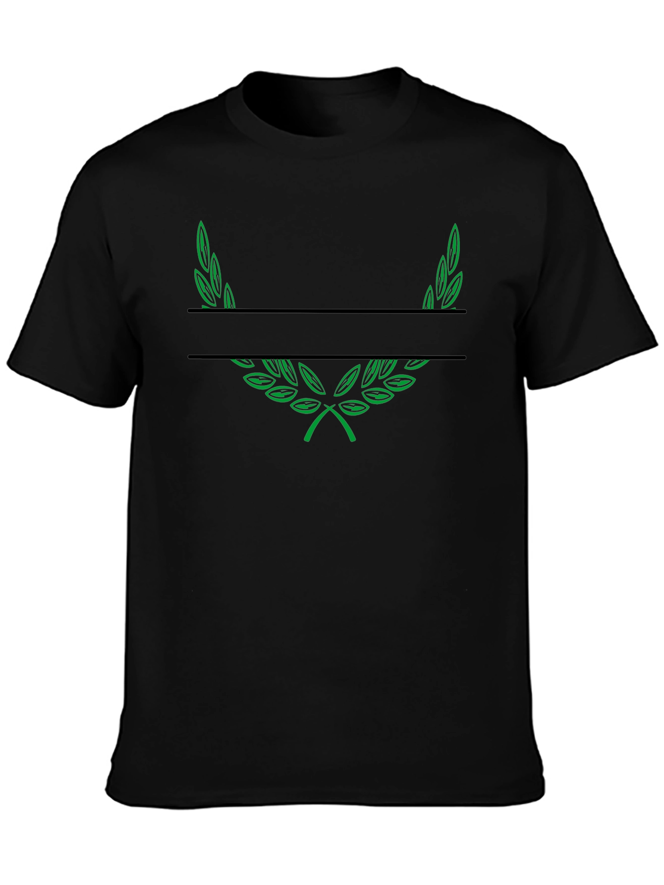Black Green Laurel Wreath Black T-Shirt view 3