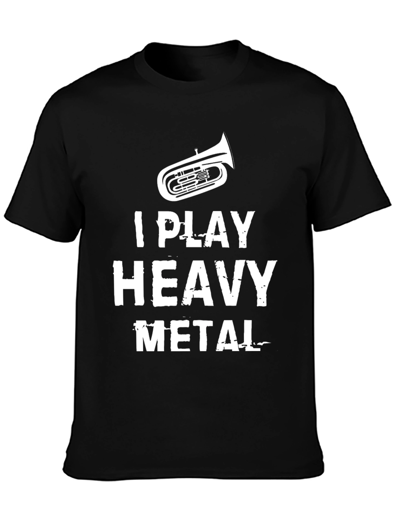 Black I Play Heavy Metal Tuba T-Shirt view 3