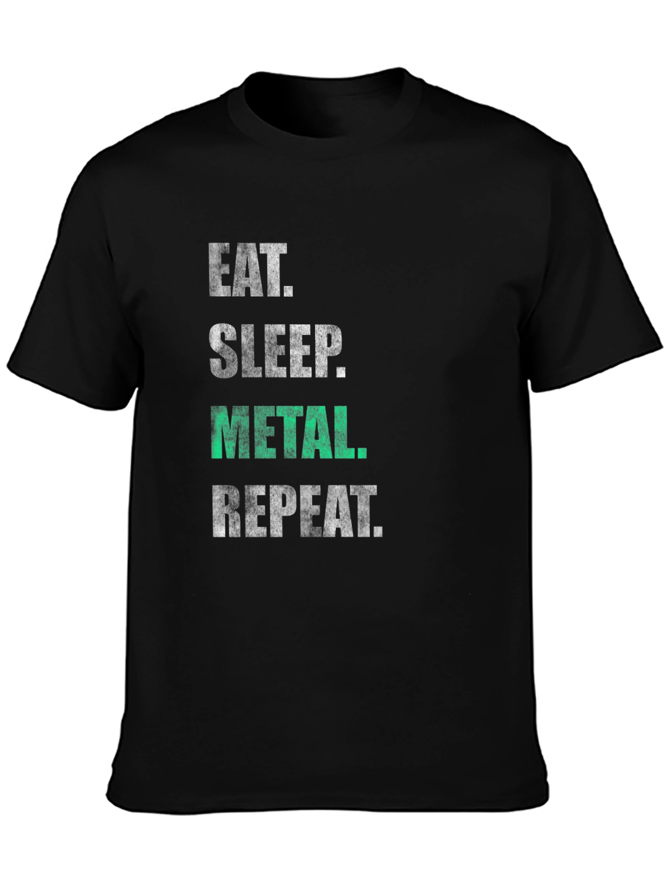 Black Eat Sleep Metal Repeat T-Shirt - Black Graphic Tee view 3