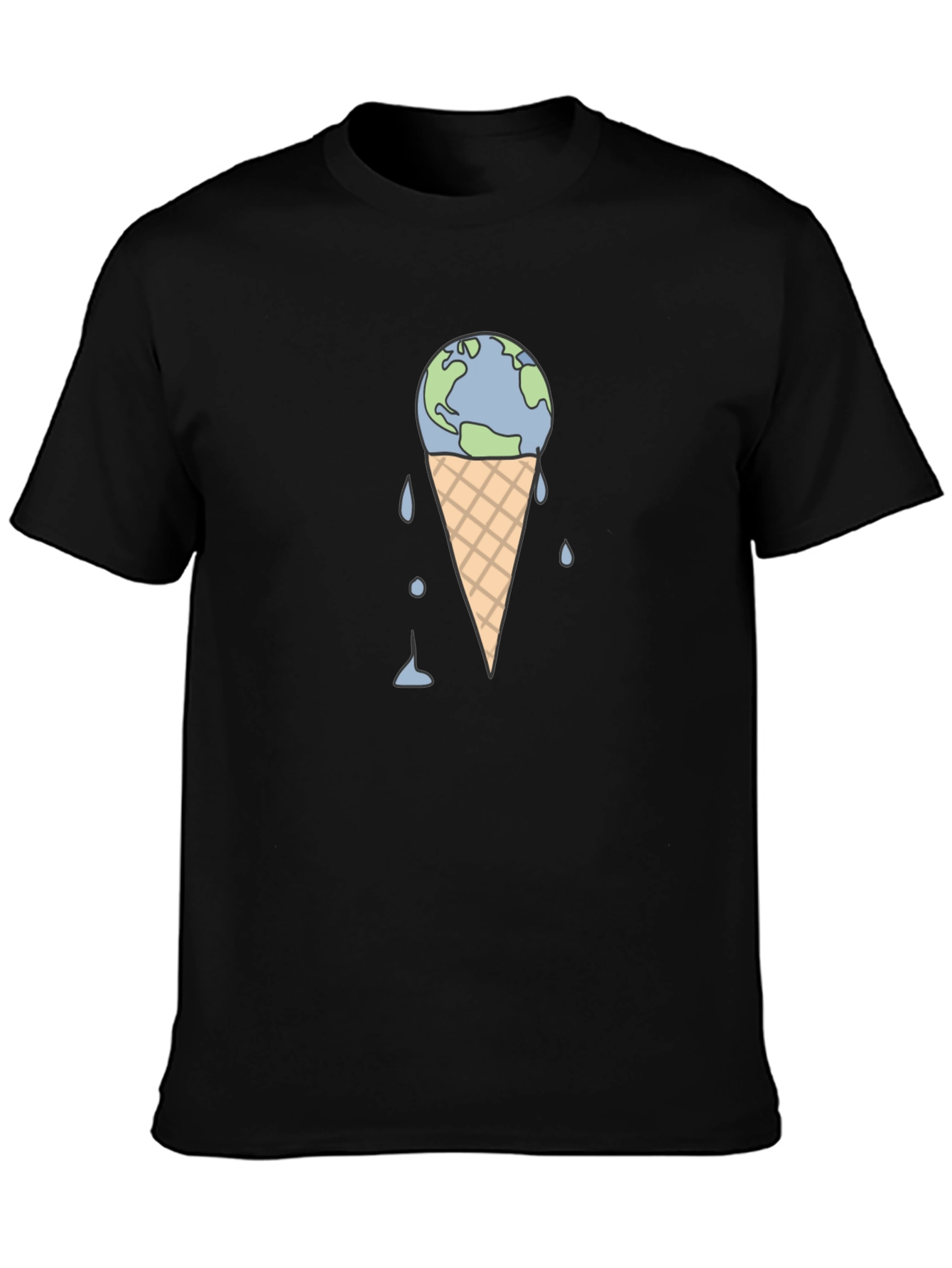 Black Earth Ice Cream Cone Graphic T-Shirt view 3