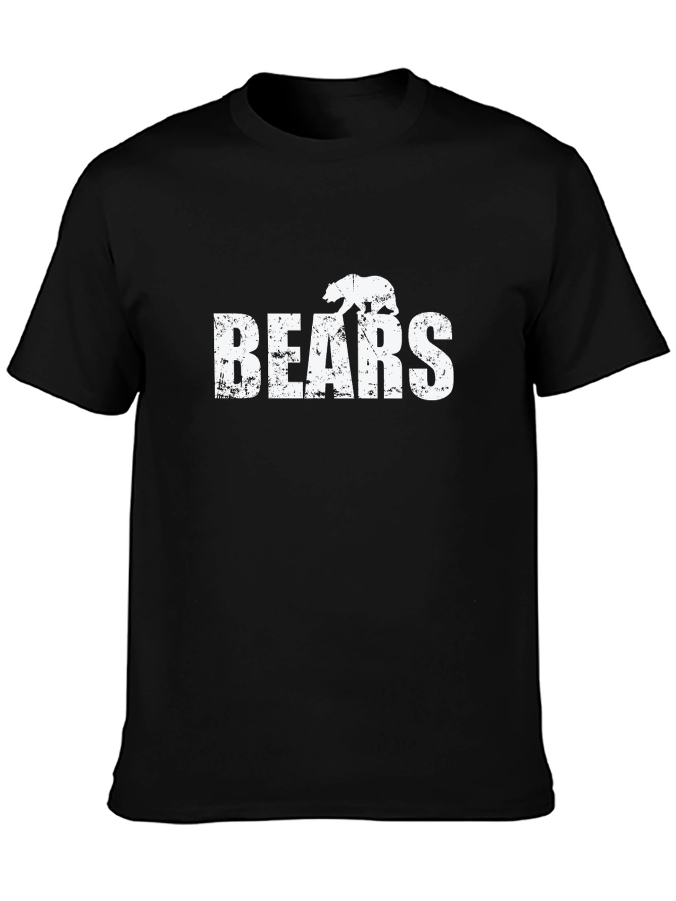 Black Distressed Bears Graphic Tee - Black Cotton Casual Shirt view 3