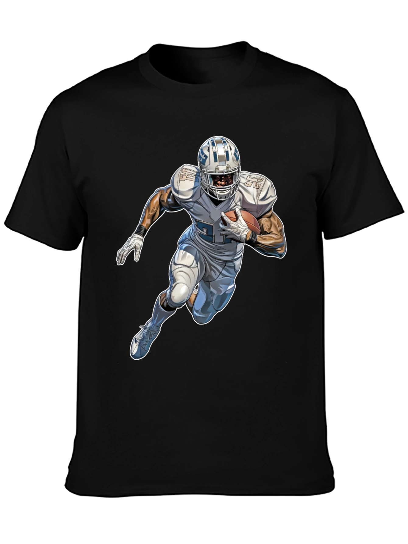 Black Football Player Graphic Black T-Shirt view 3