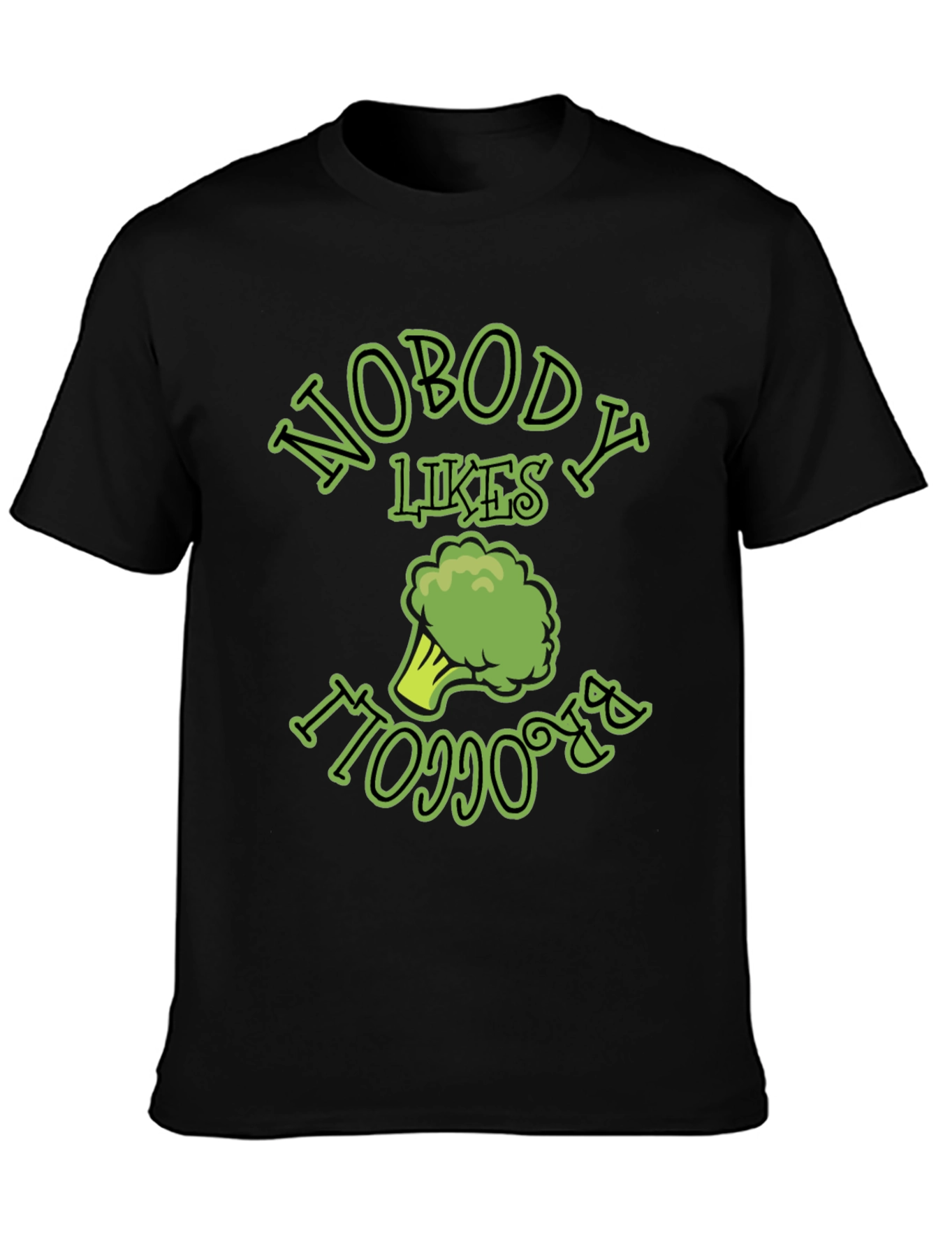 Black Nobody Likes Broccoli T-Shirt Funny Vegan Humor Tee view 3