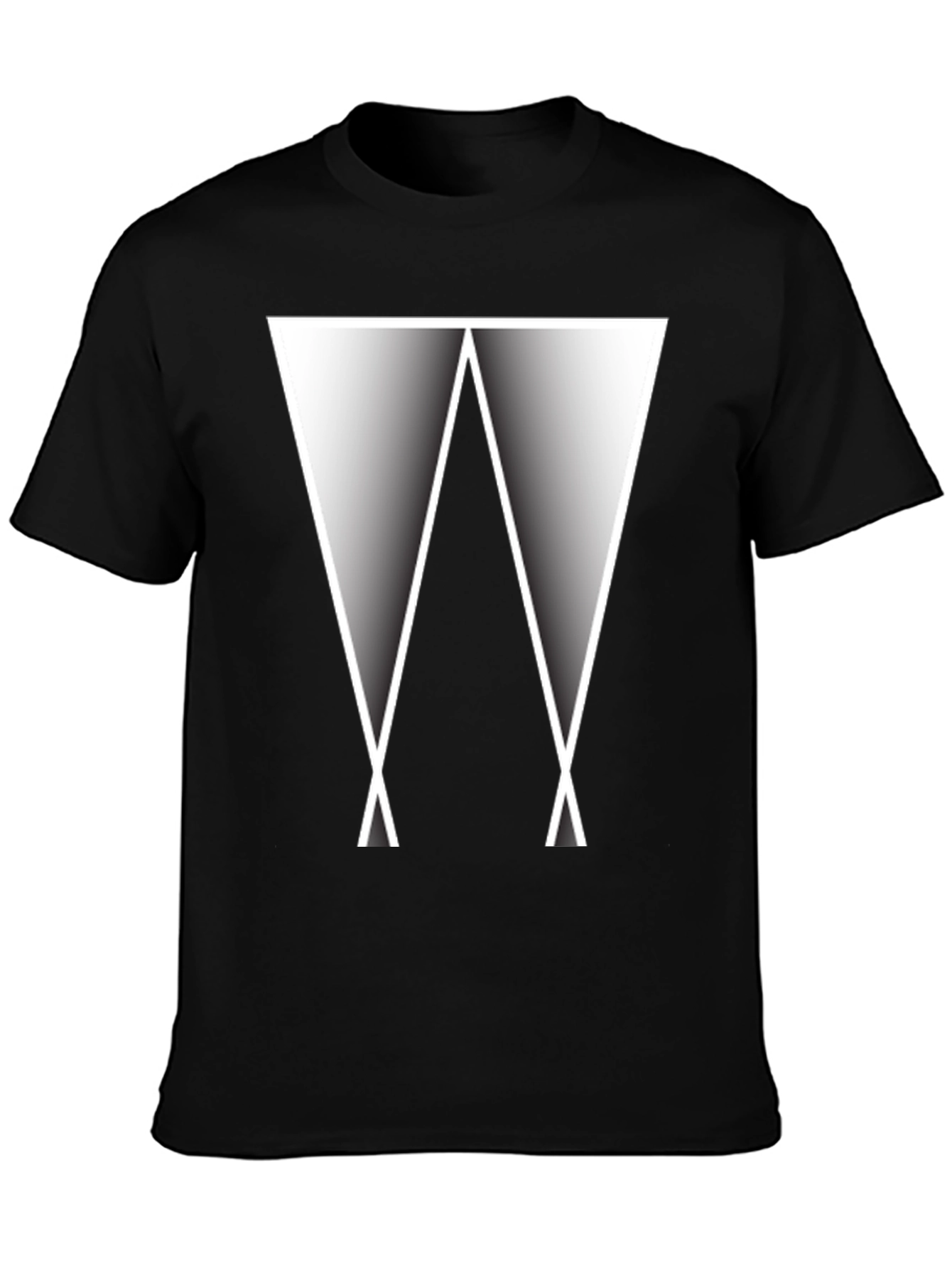 Black Abstract Triangle Graphic Tee - Modern Black T-Shirt view 3