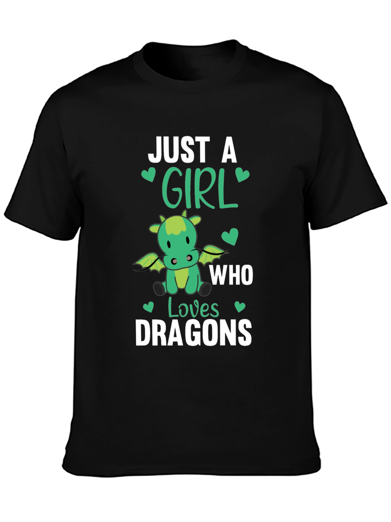 Black Just A Girl Who Loves Dragons T-Shirt view 3