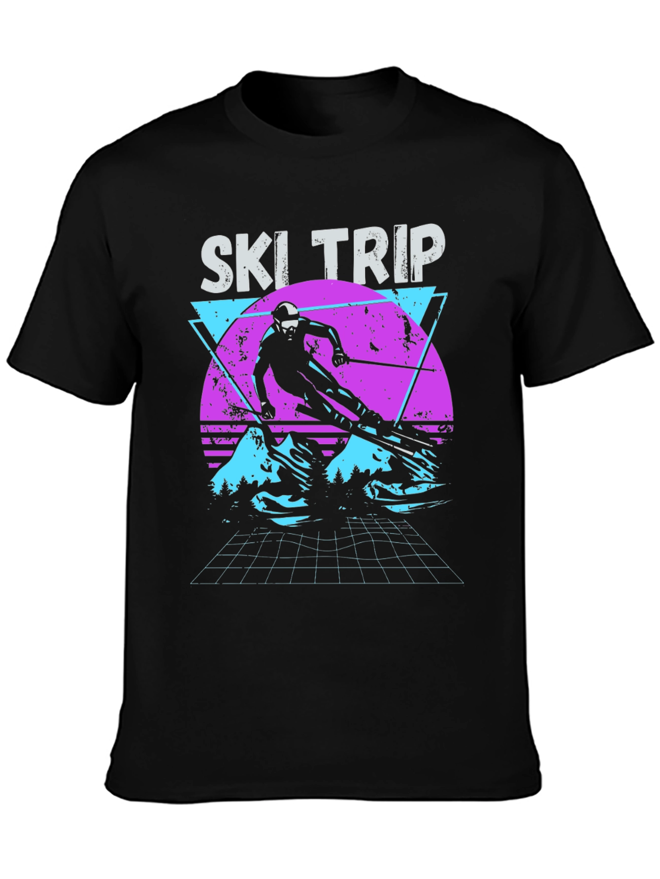 Black Retro Ski Trip T-Shirt - Vintage 80s Style view 3