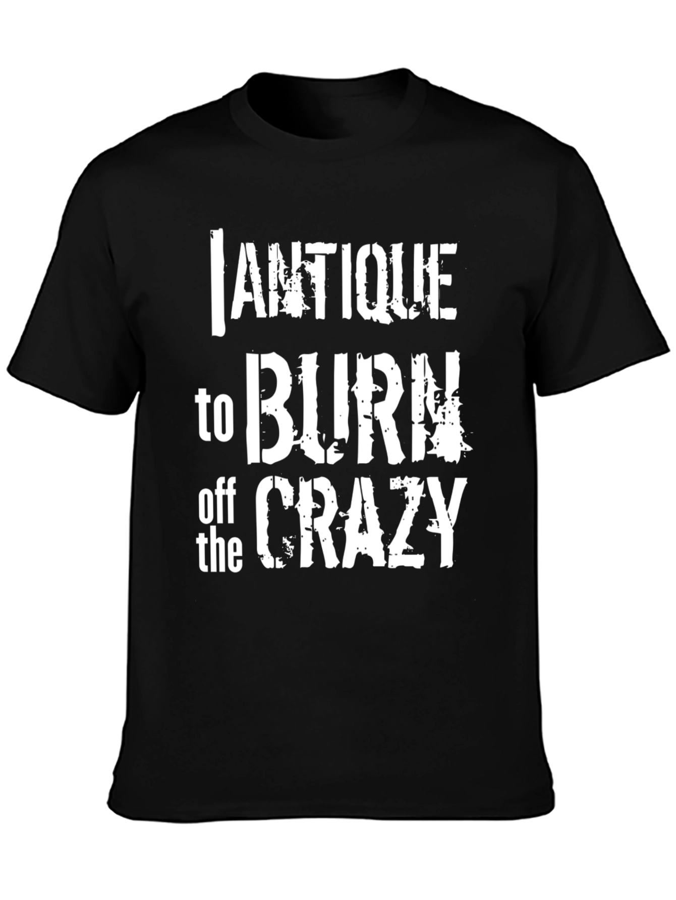 Black Antique Burn Off Crazy Graphic Tee - Black view 3