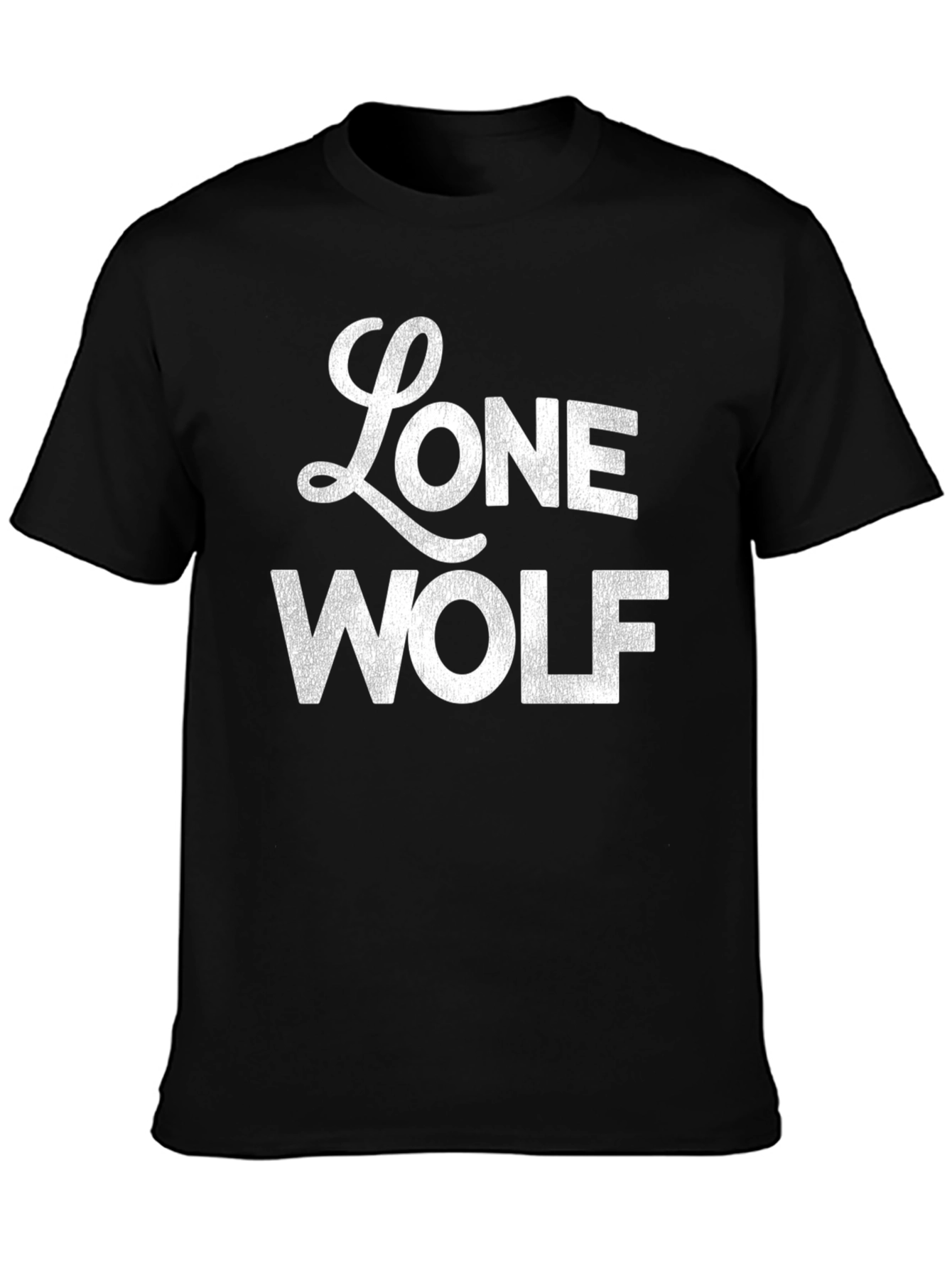 Black Lone Wolf Graphic Print T-Shirt - Black view 3