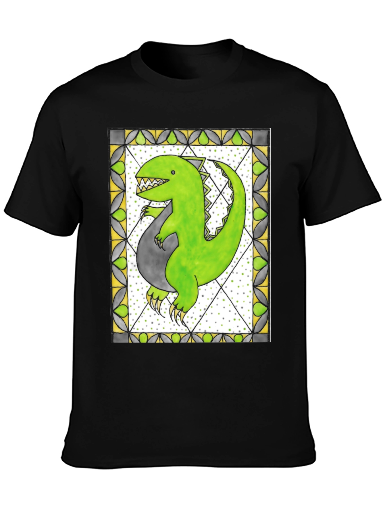 Black Dinosaur Graphic Tee - Unique Design view 3