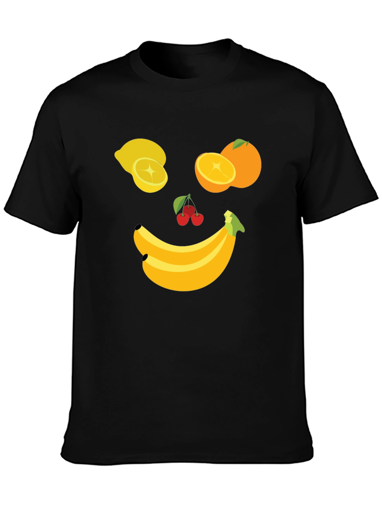 Black Fruit Face Graphic Tee - Black Cotton T-Shirt view 3