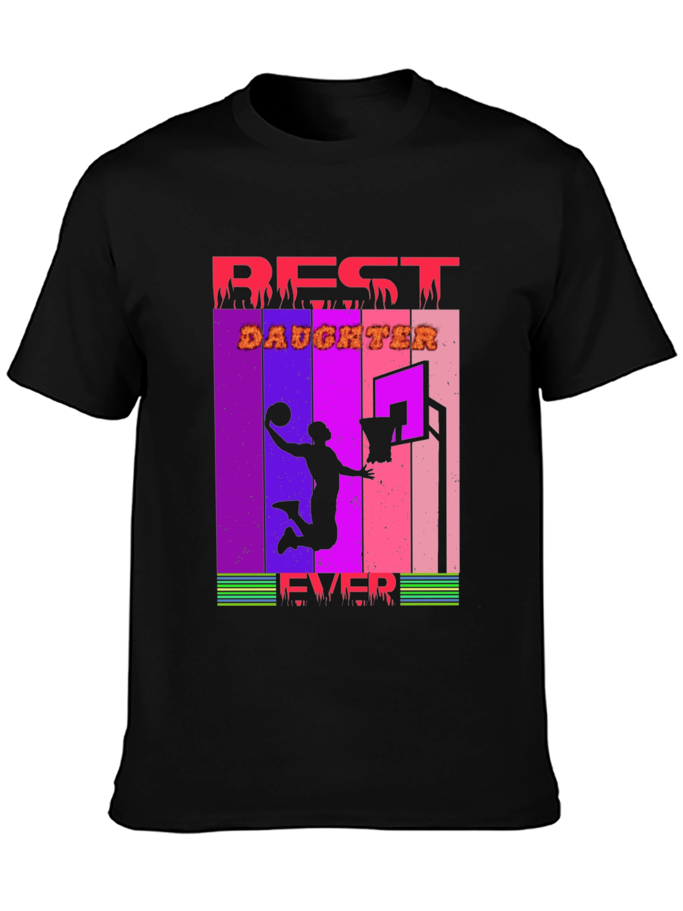 Black Best Daughter Ever Basketball Graphic T-Shirt view 3
