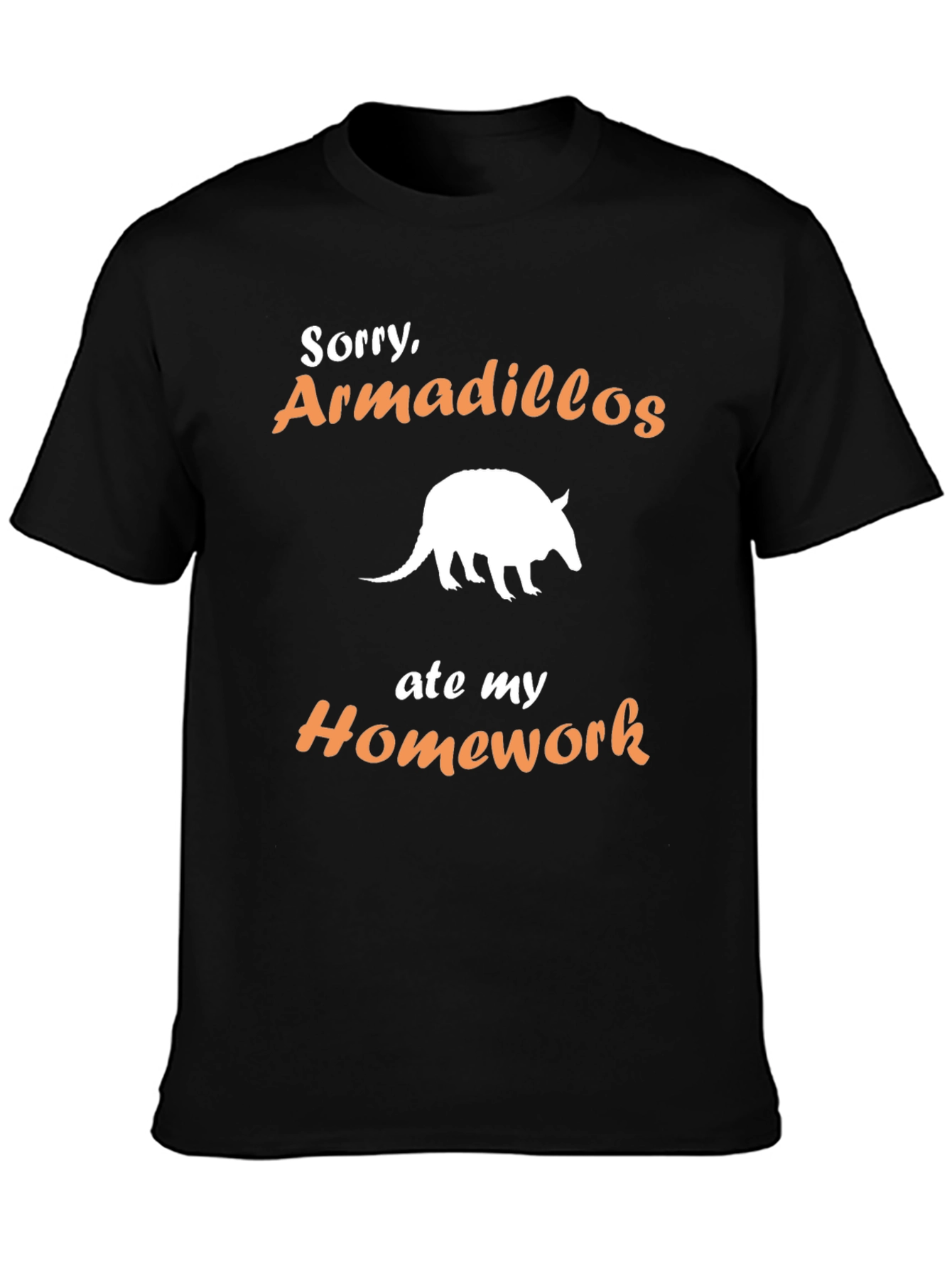 Black Armadillo Homework T-Shirt - Funny Animal Tee view 3