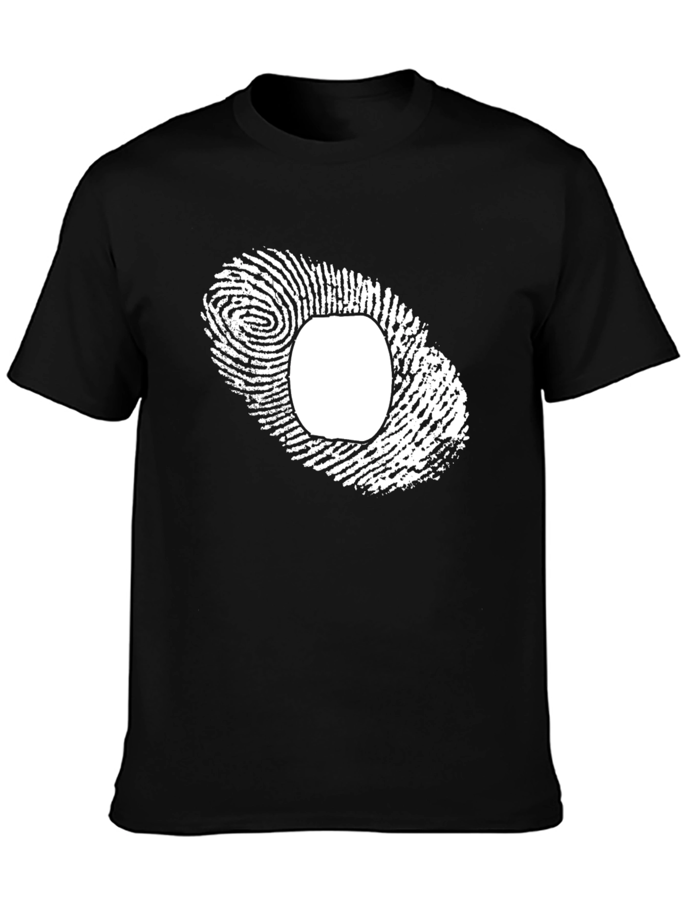 Black Unique Fingerprint Graphic Tee - Black Cotton Blend view 3