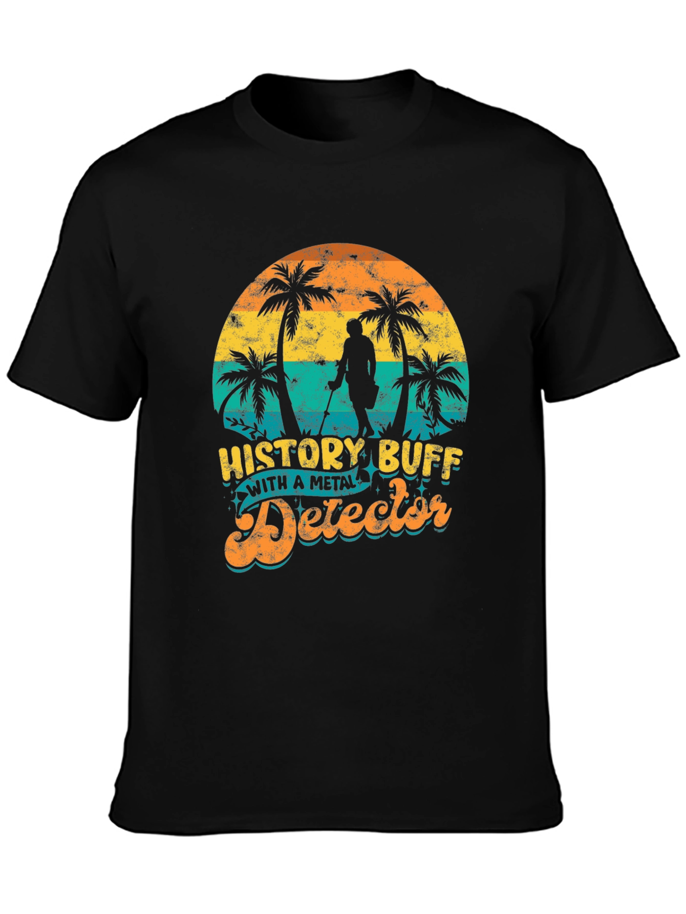 Black History Buff Metal Detector Black T-Shirt view 3