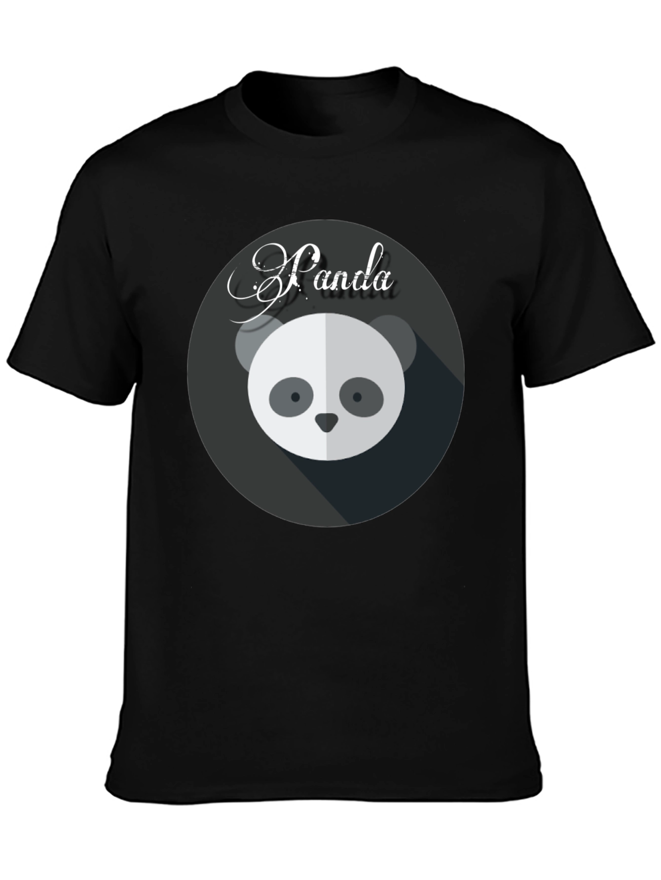 Black Cute Panda Graphic Black T-Shirt view 3