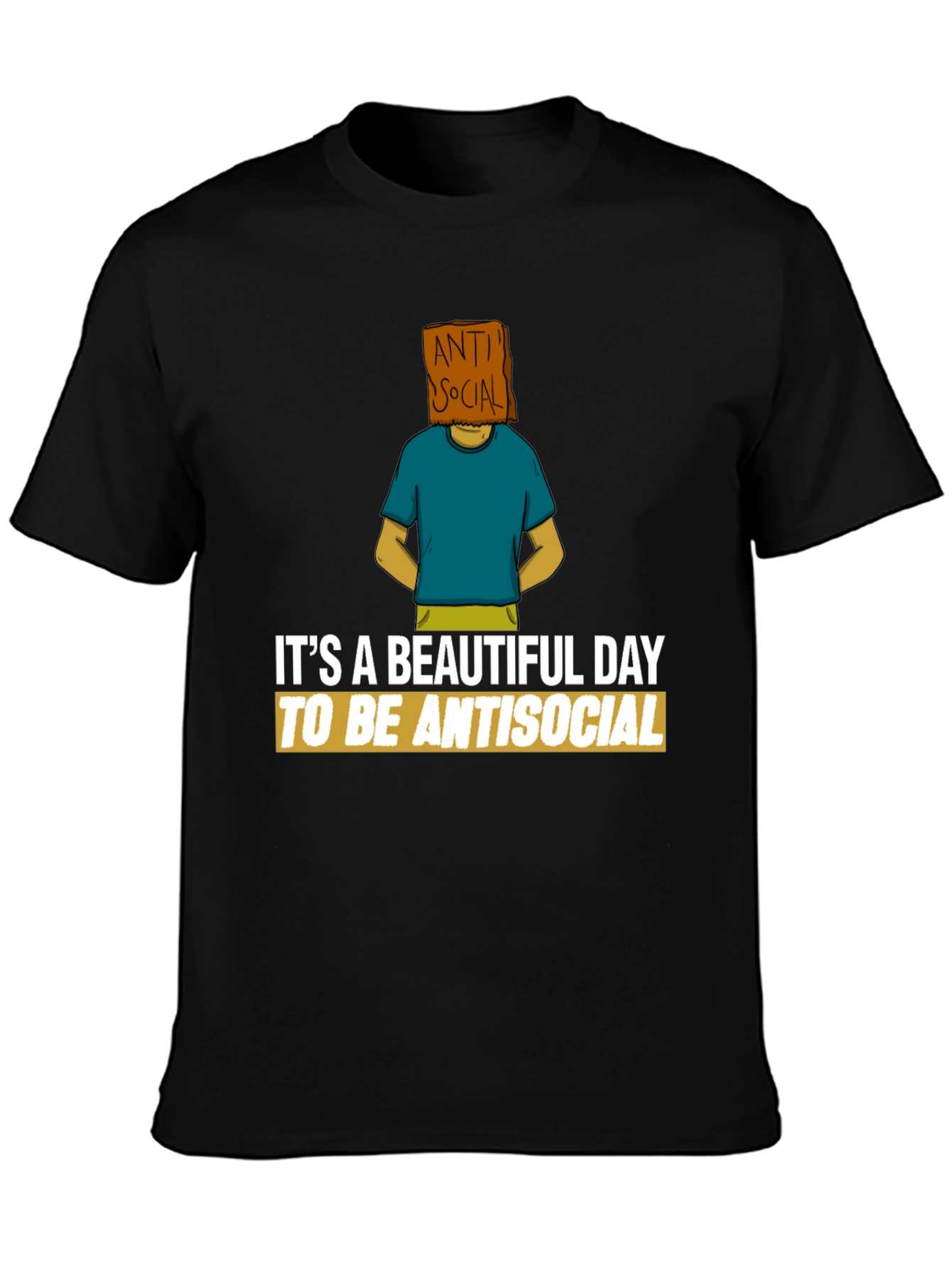Black Antisocial T-Shirt - Funny Graphic Tee view 3