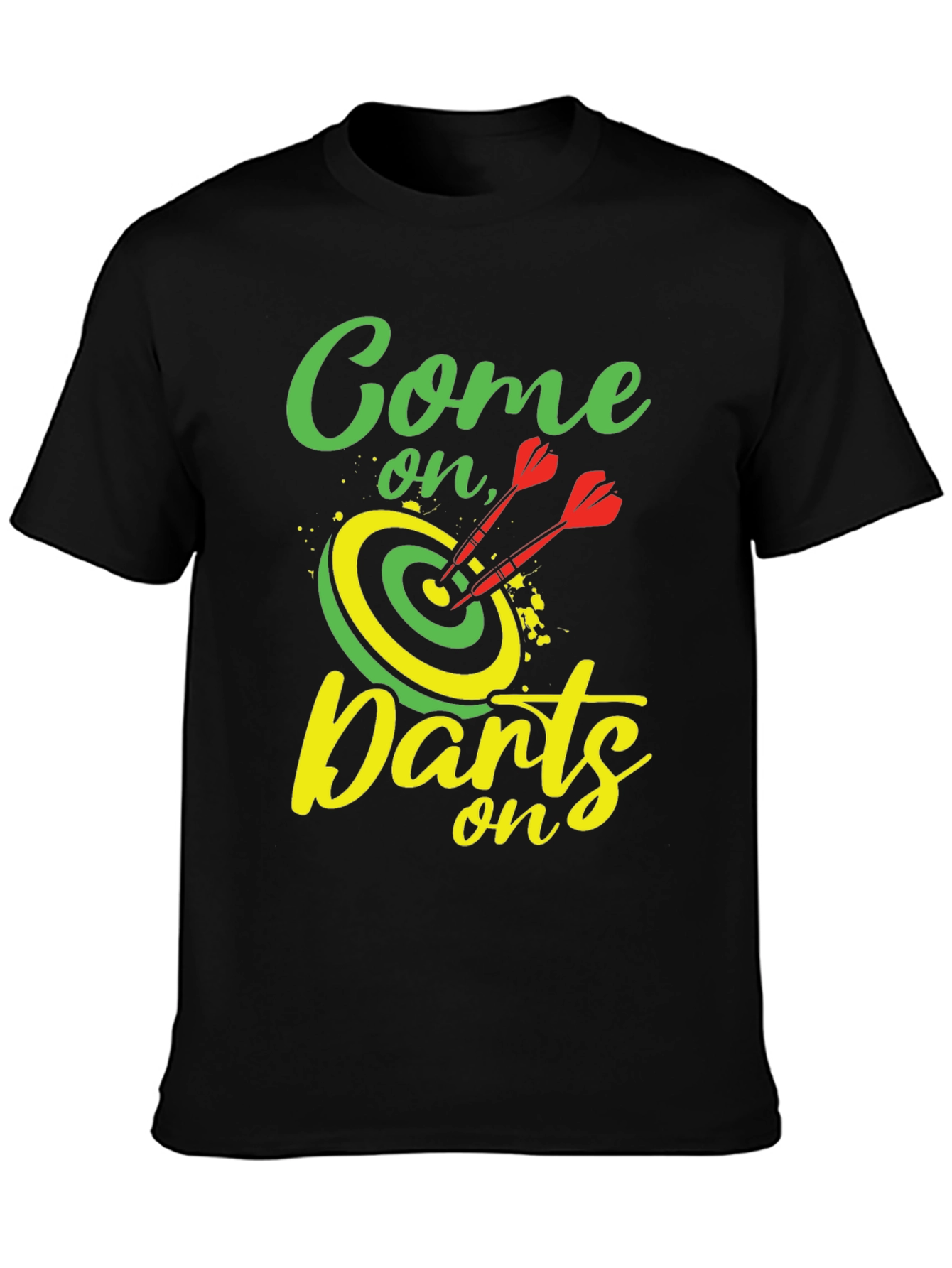 Black Come on, Darts - Graphic Tee view 3