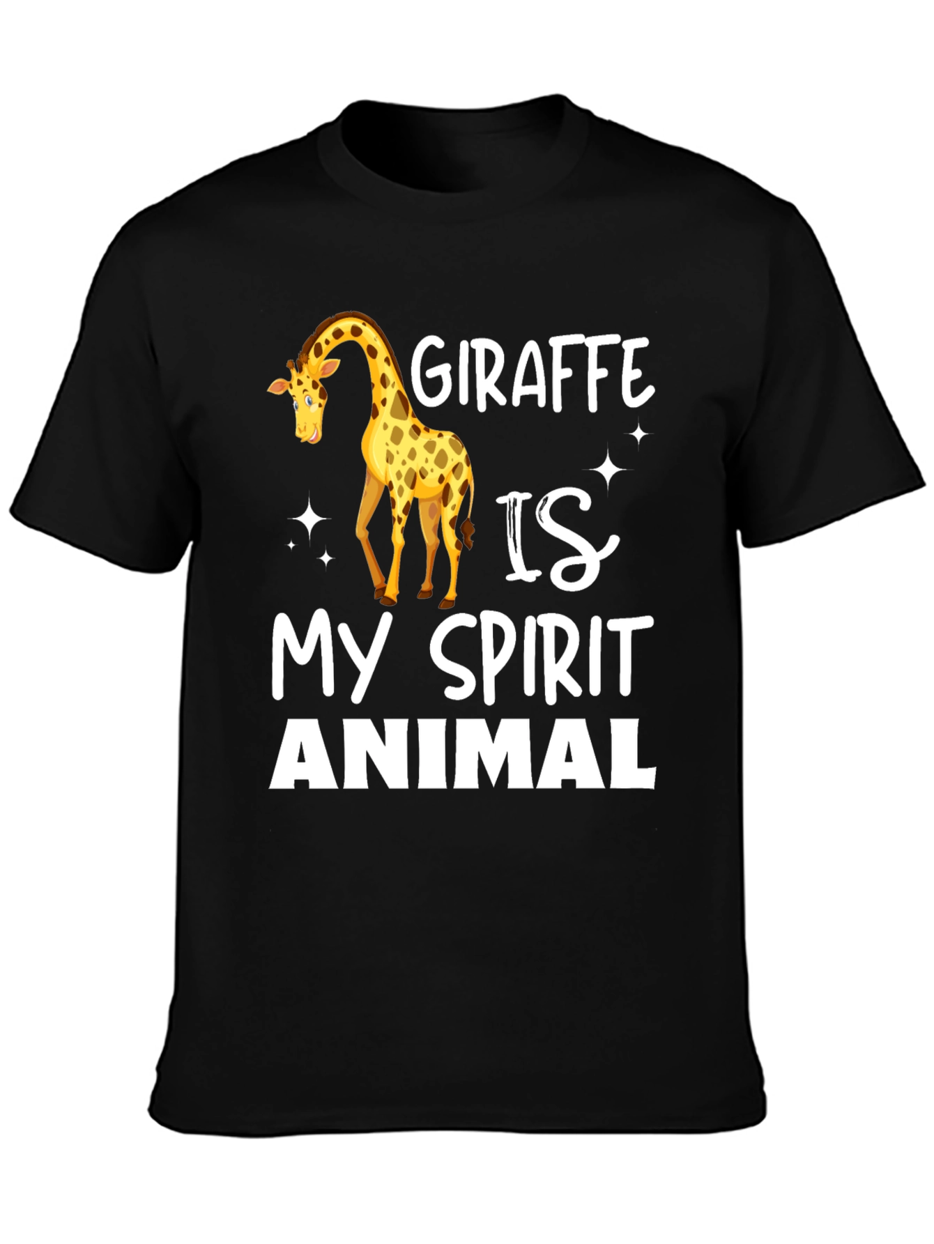 Black Giraffe Spirit Animal T-Shirt - Black Crew Neck view 3