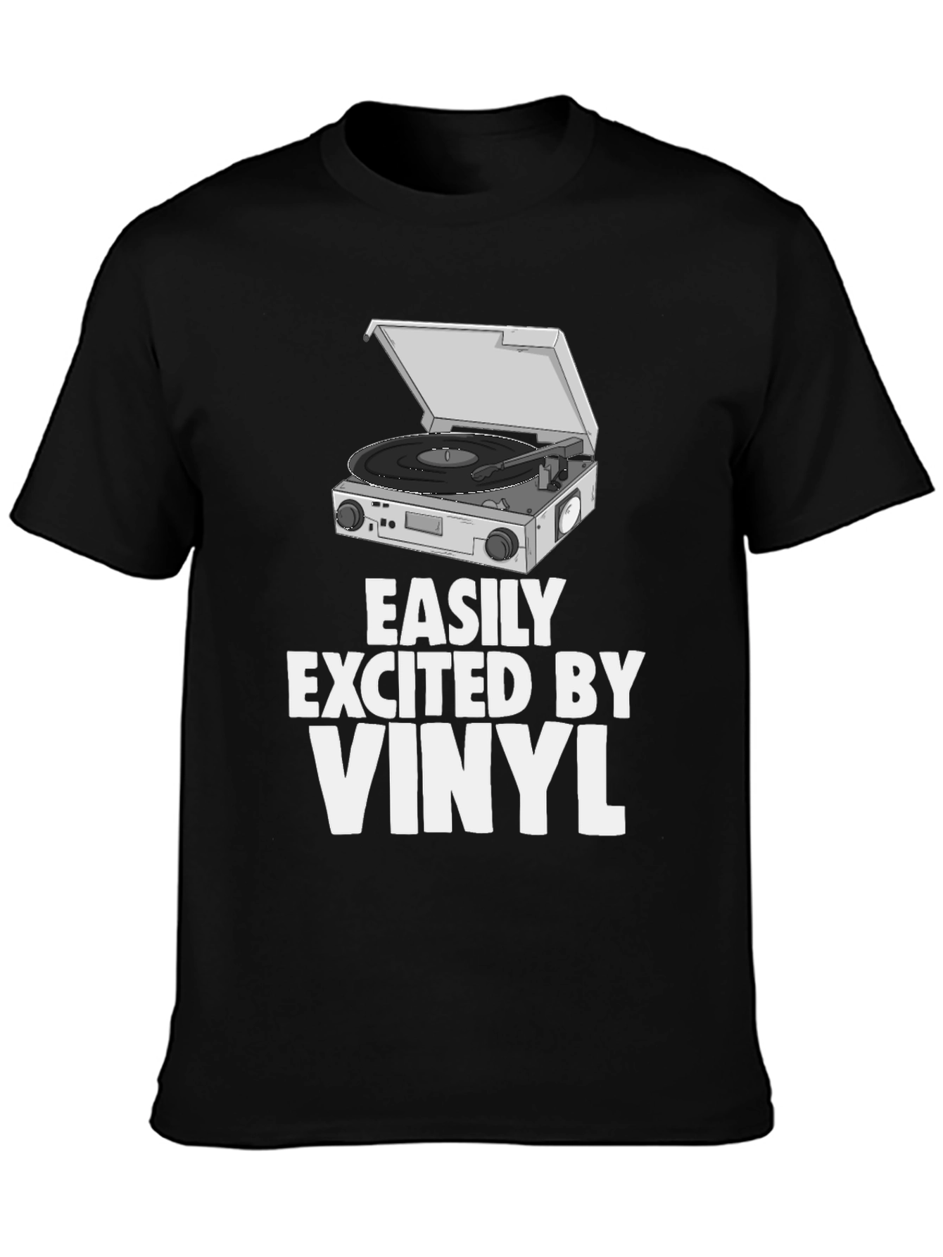 Black Vinyl Record Player T-Shirt view 3