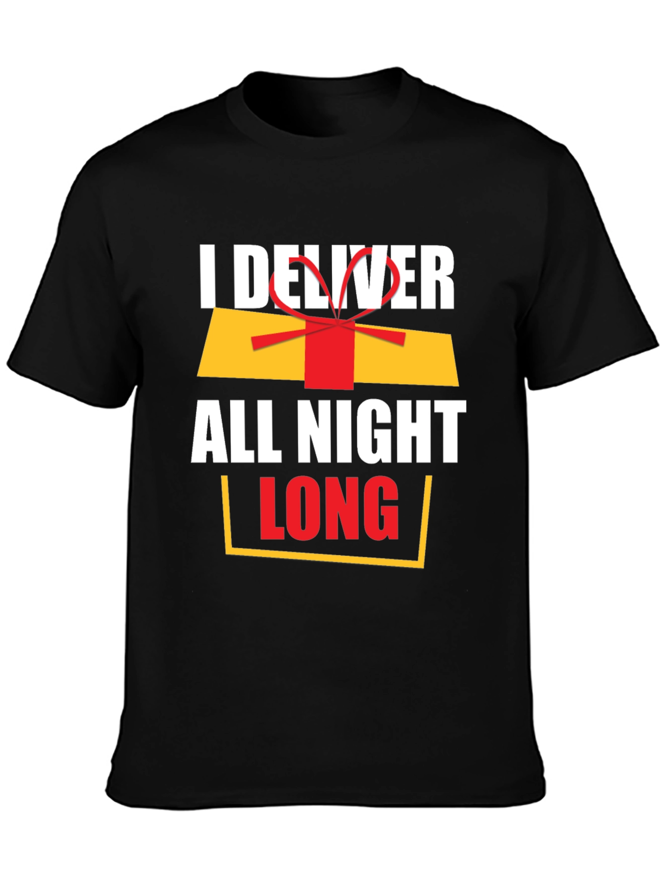 Black I Deliver All Night Long Funny Graphic Tee view 3