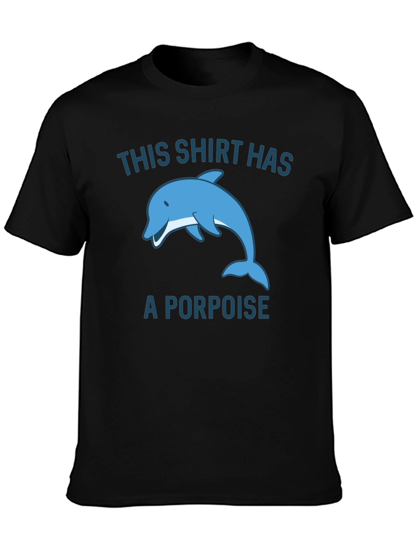 Black Funny Porpoise Graphic T-Shirt view 3