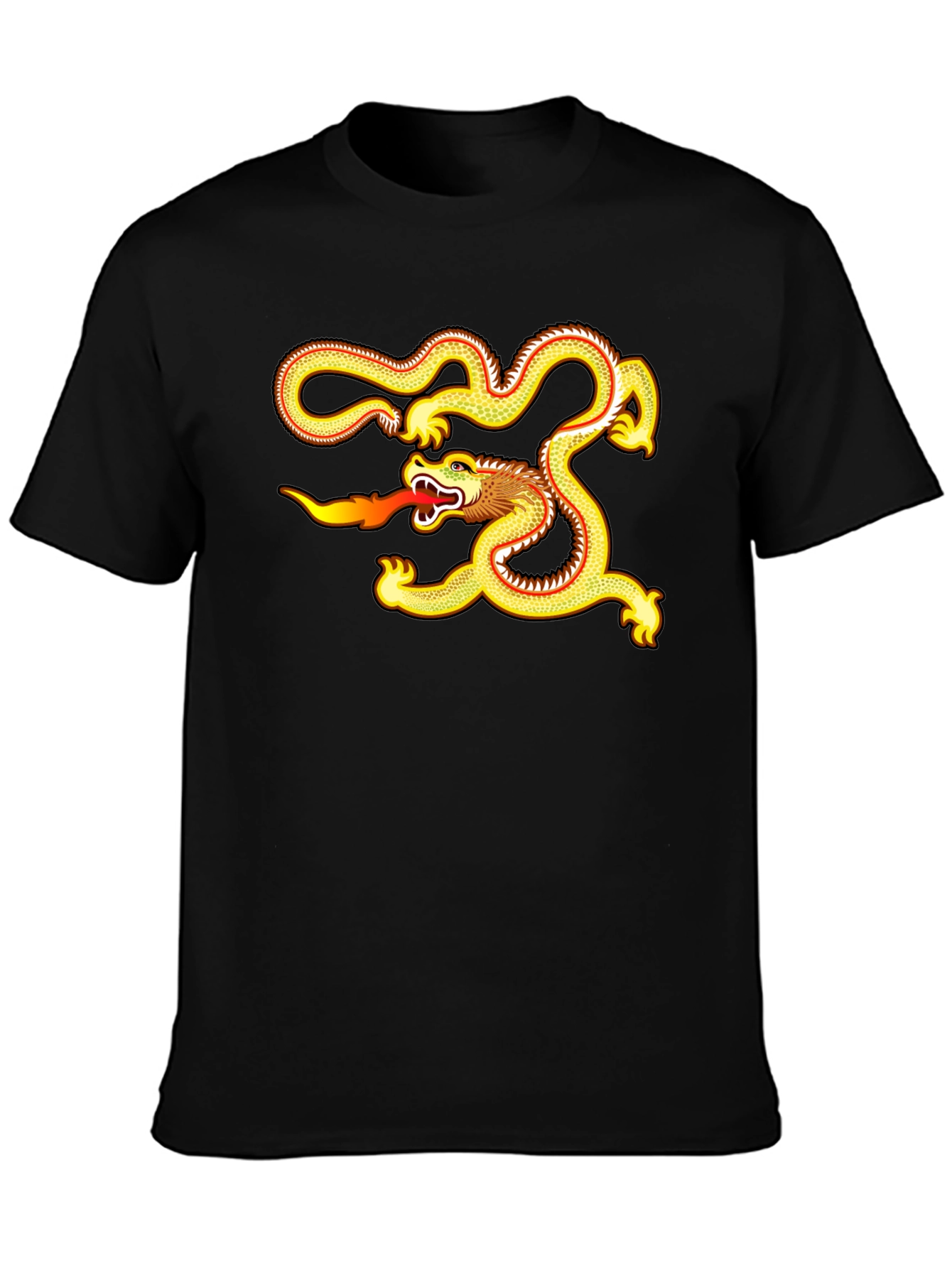 Black Golden Dragon Graphic Tee - Black Cotton Comfort view 3