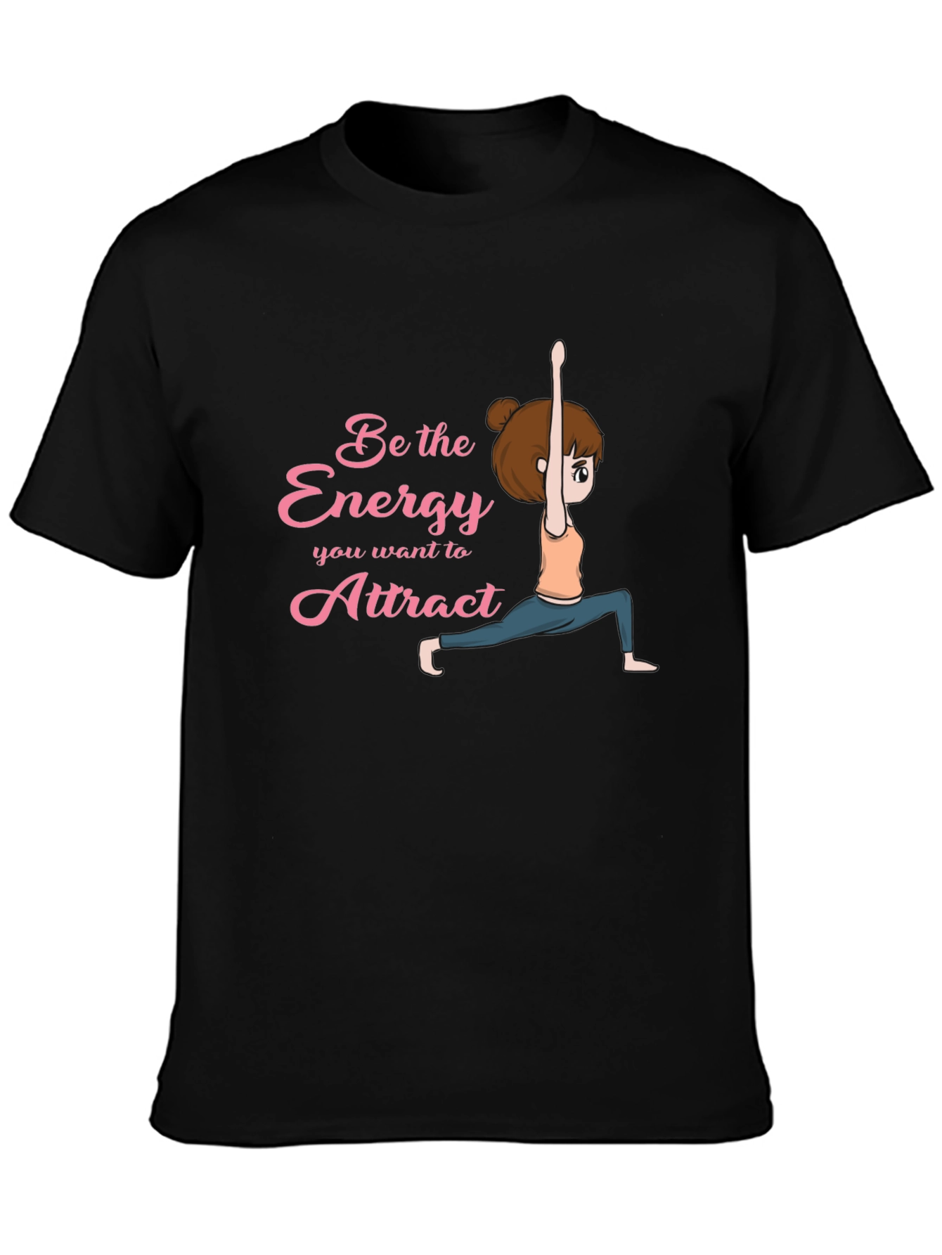 Black Yoga Energy Black T-Shirt: Be the Energy You Want to Attract view 3