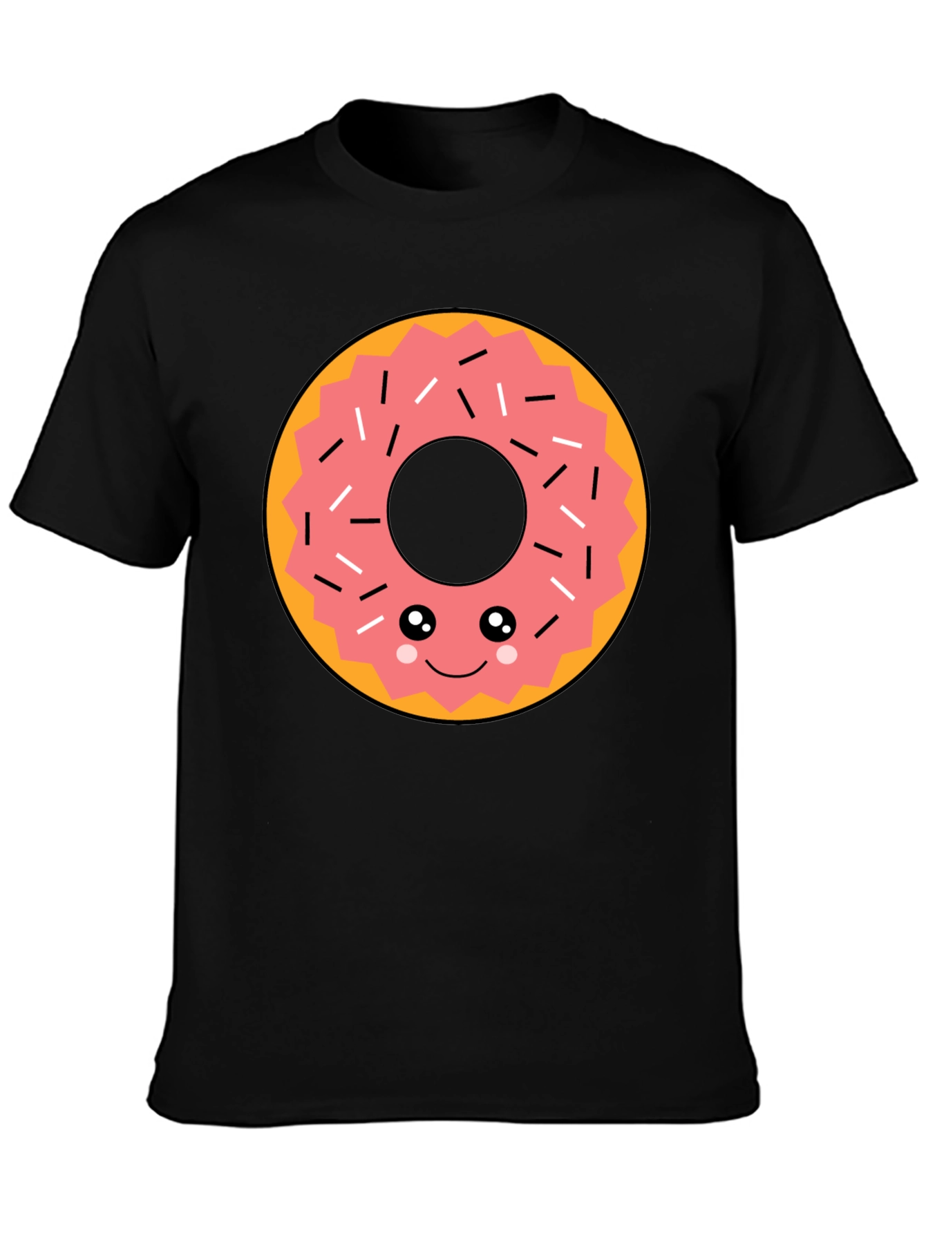 Black Kawaii Donut Graphic Tee - Funny Food T-Shirt view 3
