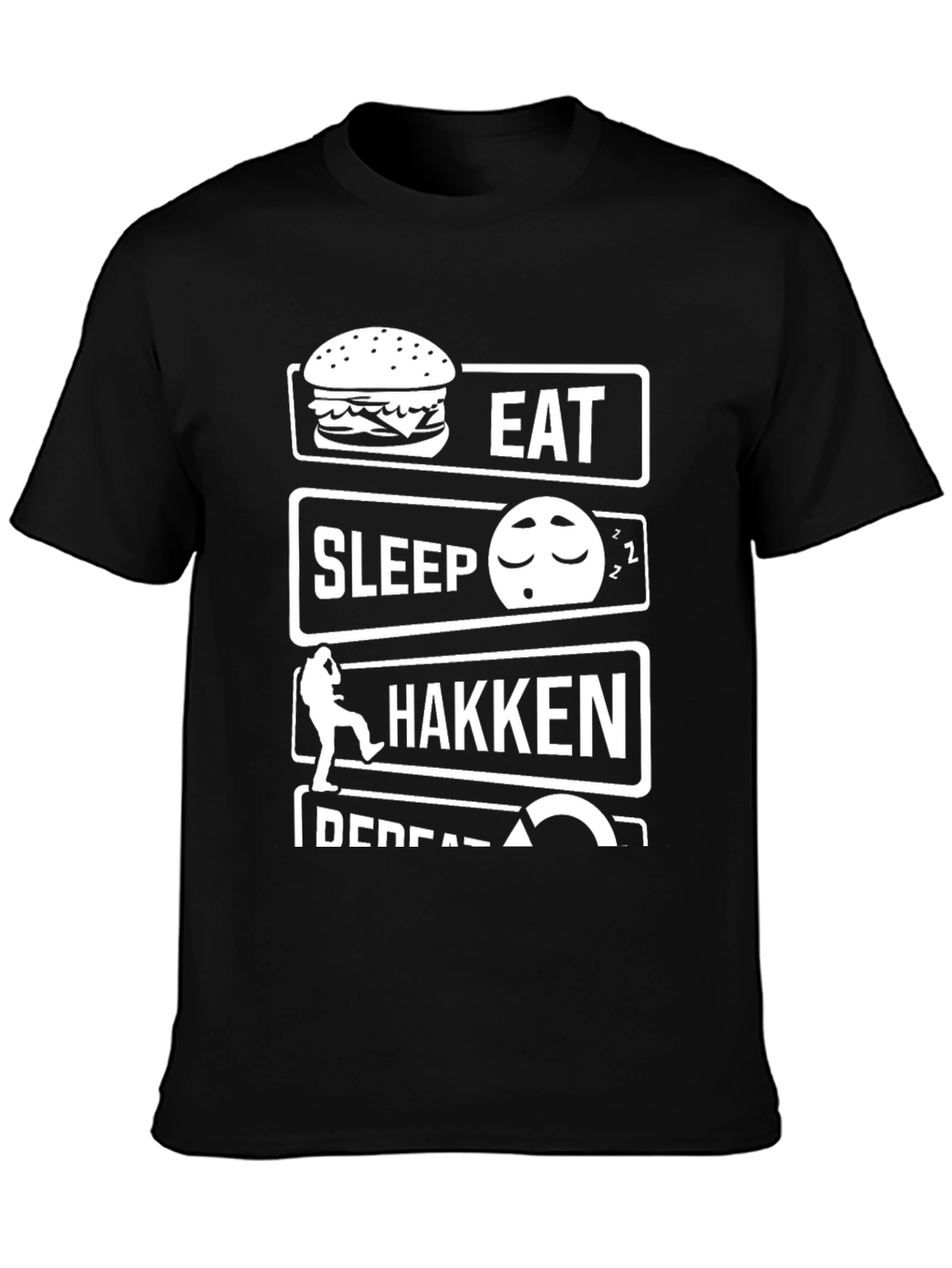 Black Eat Sleep Hakken Repeat T-Shirt view 3