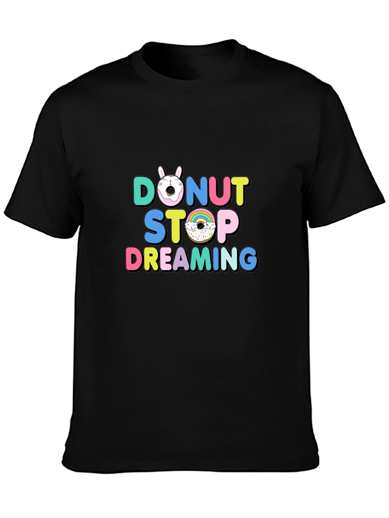 Black Donut Stop Dreaming Graphic T-Shirt view 3