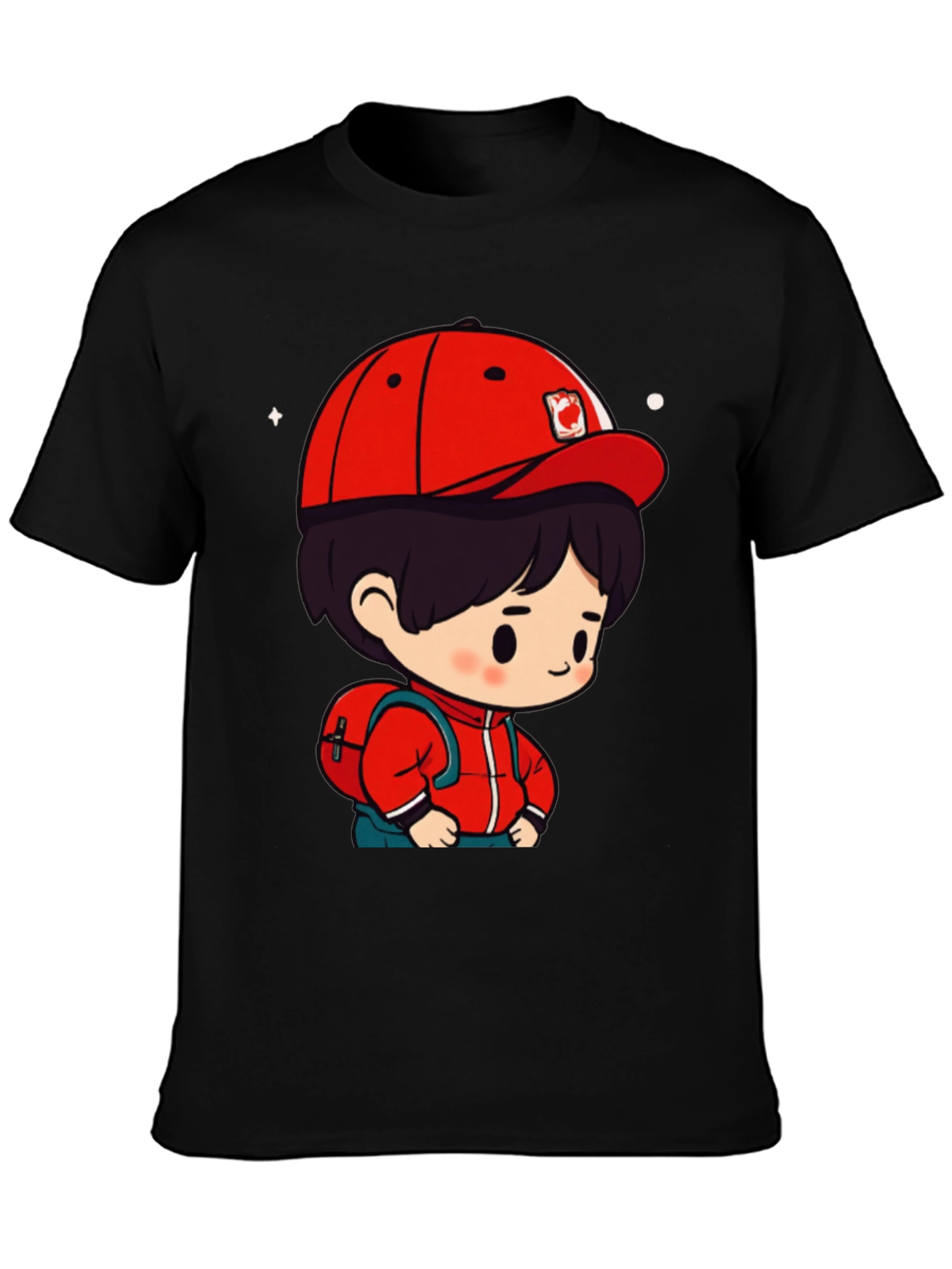 Black Cartoon Boy Black T-Shirt view 3