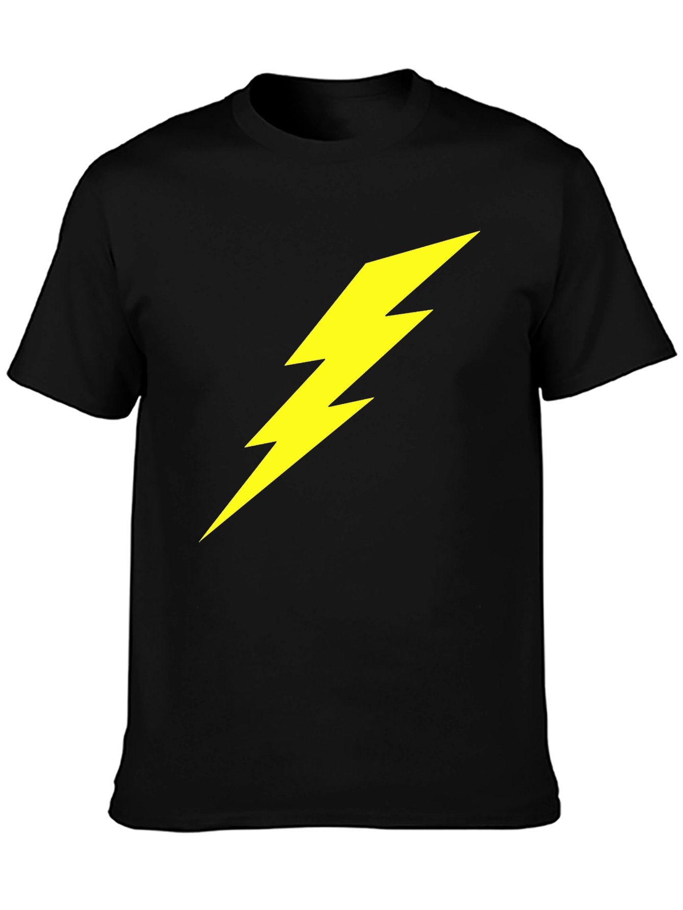 Black Lightning Bolt Graphic Tee - Bold Black T-Shirt view 3