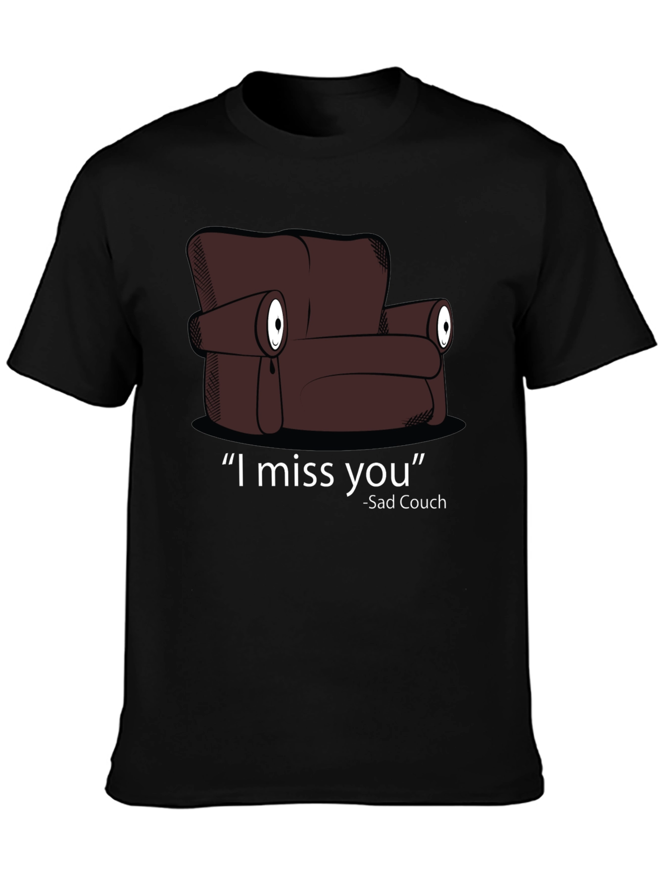 Black Sad Couch T-Shirt - I Miss You Graphic Tee view 3
