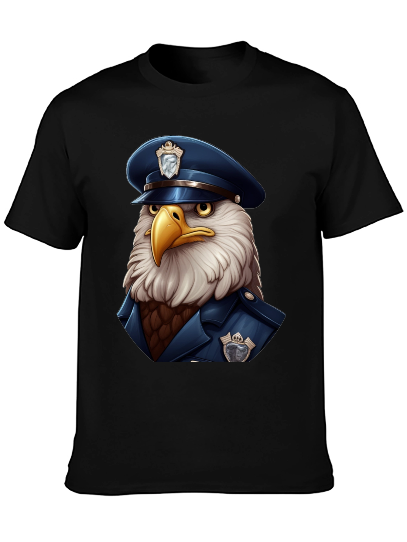 Black Eagle Police Cartoon T-Shirt view 3