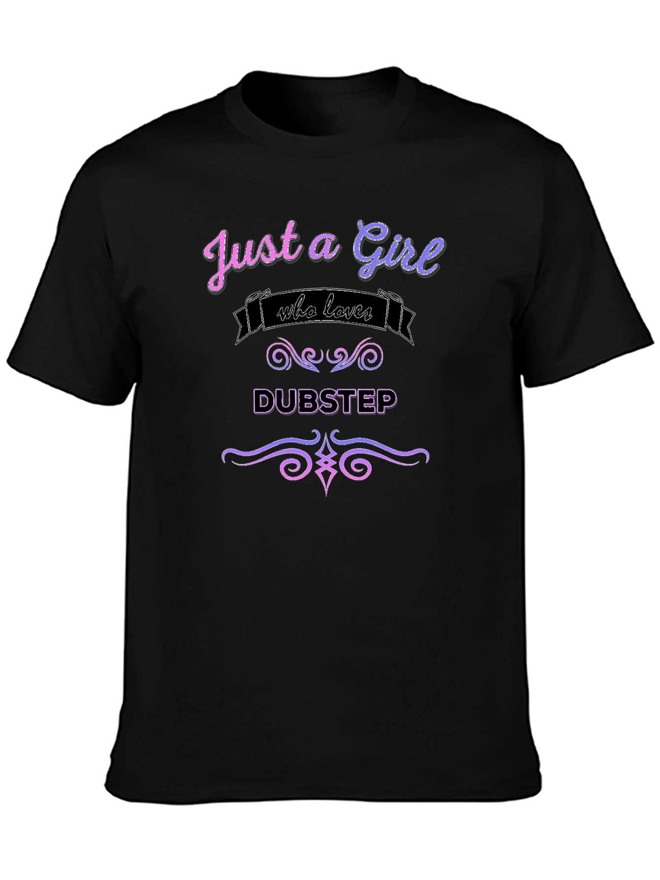 Black Just a Girl Who Loves Dubstep Graphic Tee view 3