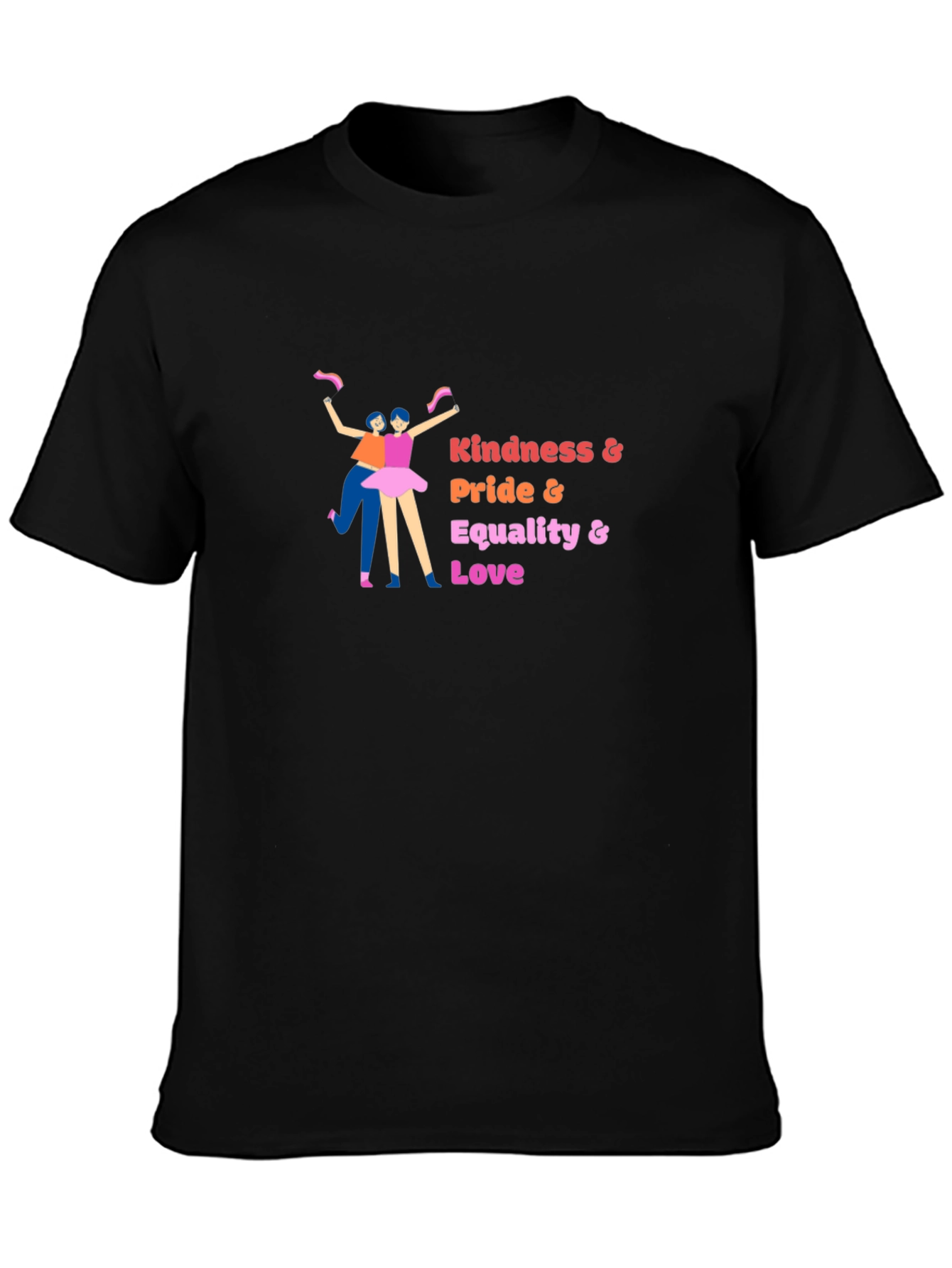 Black Kindness Pride Equality Love Graphic Tee - Black view 3