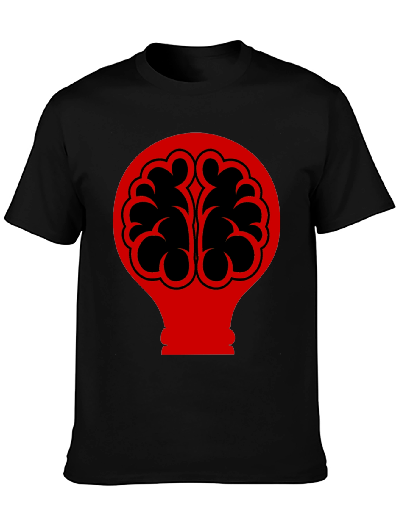 Black Brain Bulb Graphic Tee - Black Cotton T-Shirt view 3