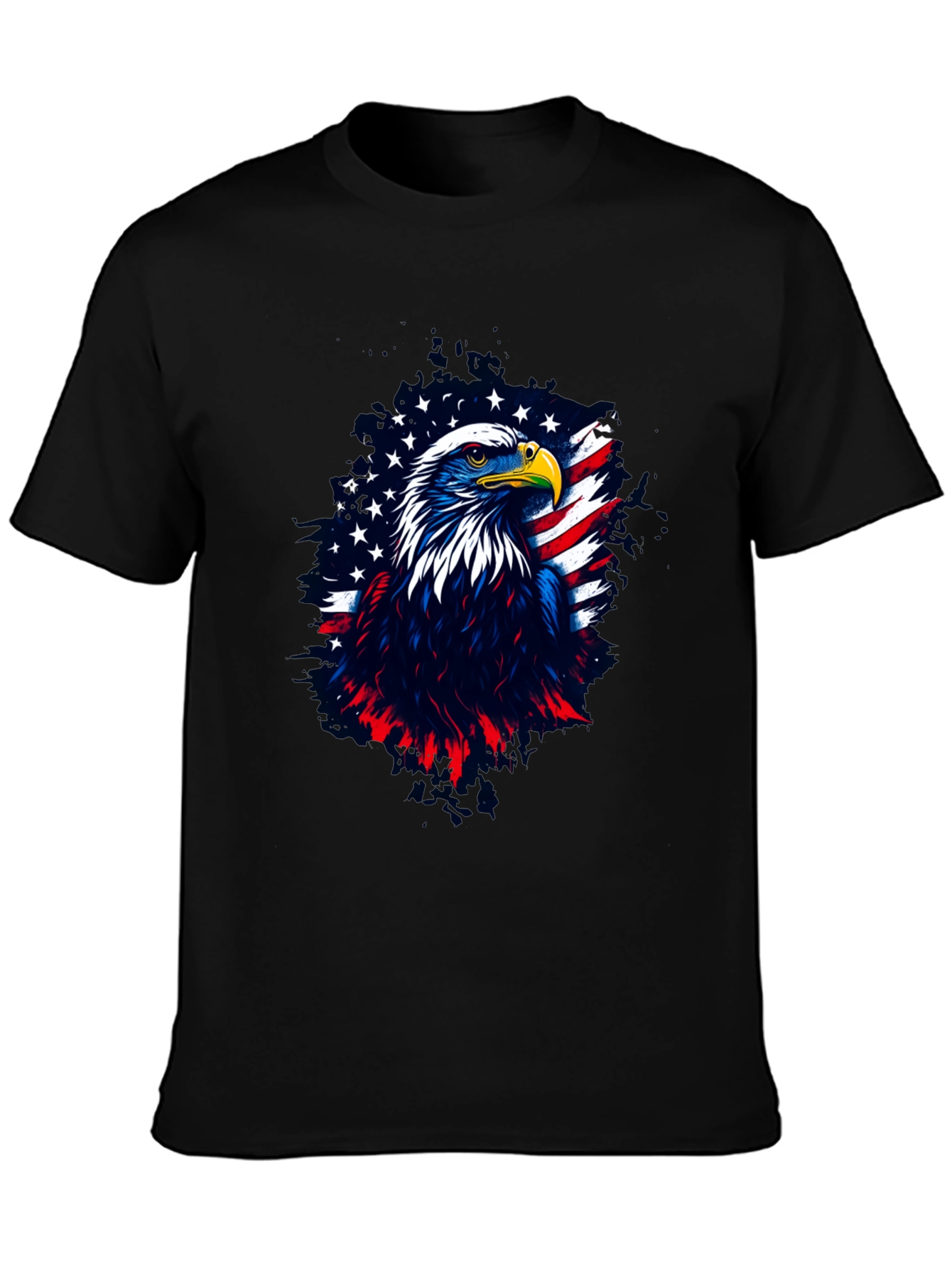 Black Patriotic Eagle Graphic Tee - Men's Black T-Shirt view 3