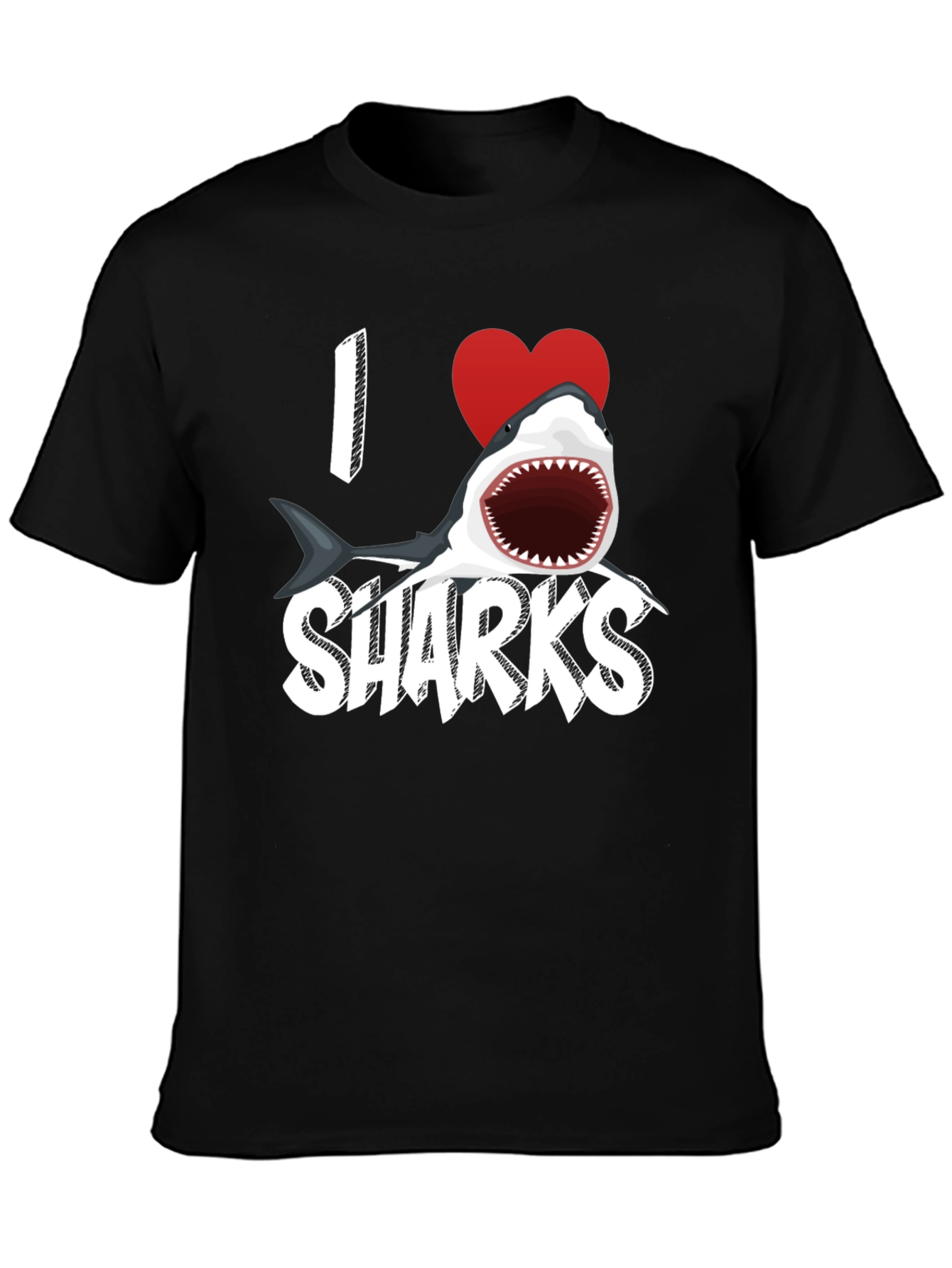 Black I Heart Sharks Graphic Tee - Black view 3