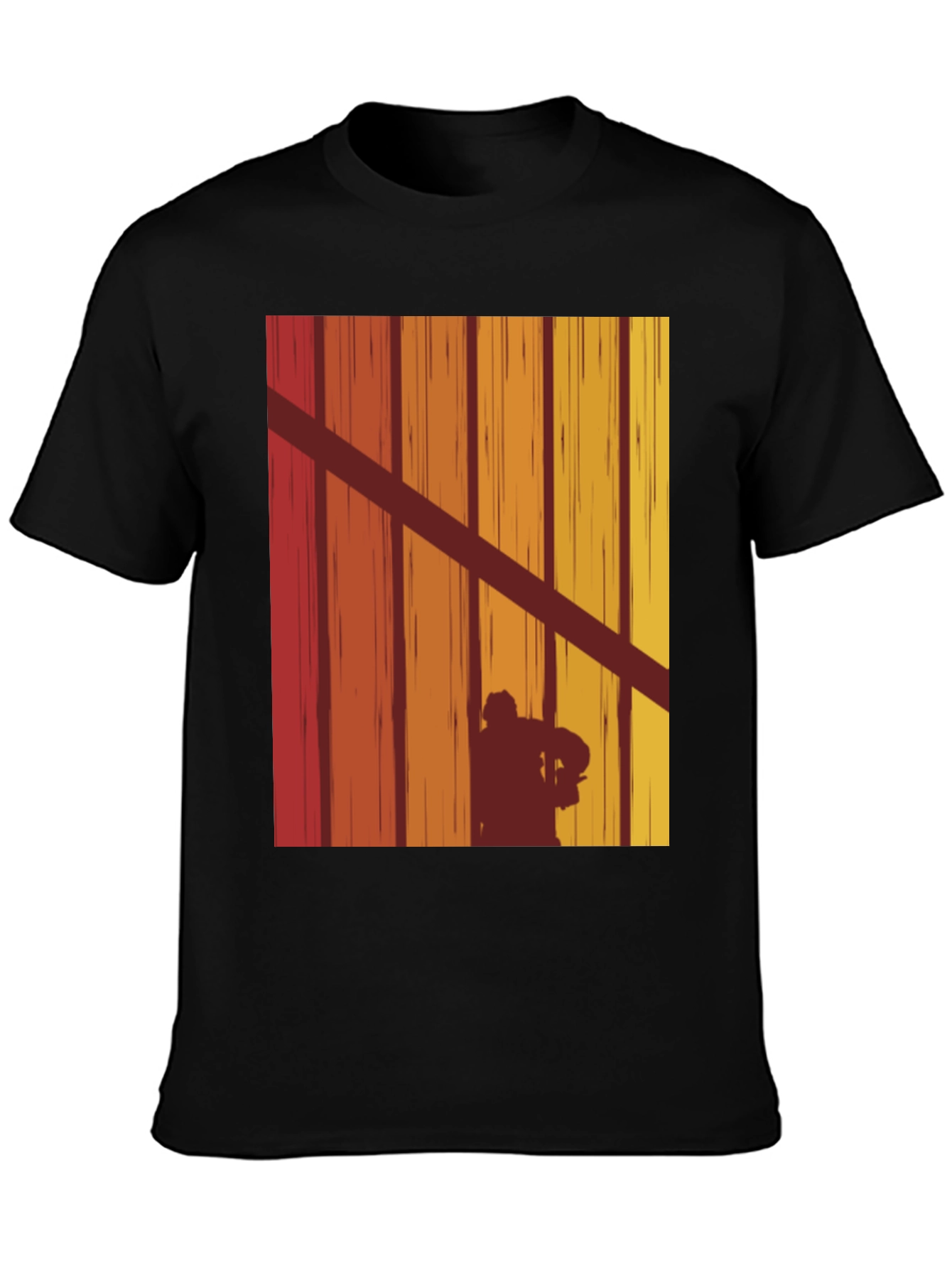 Black Retro Hockey Player Silhouette T-Shirt view 3