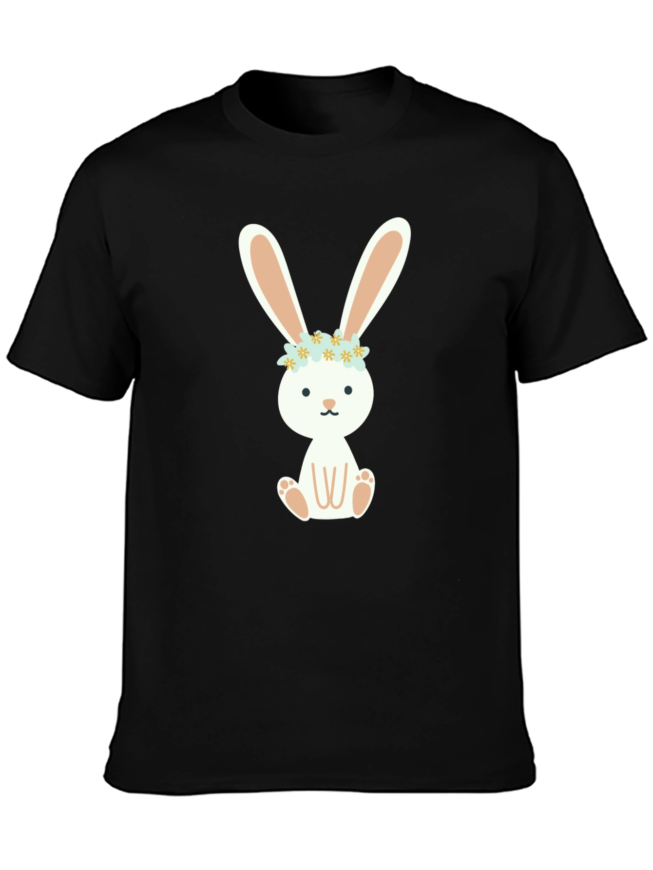 Black Bunny T-Shirt with Floral Crown - Cute & Comfy! view 3