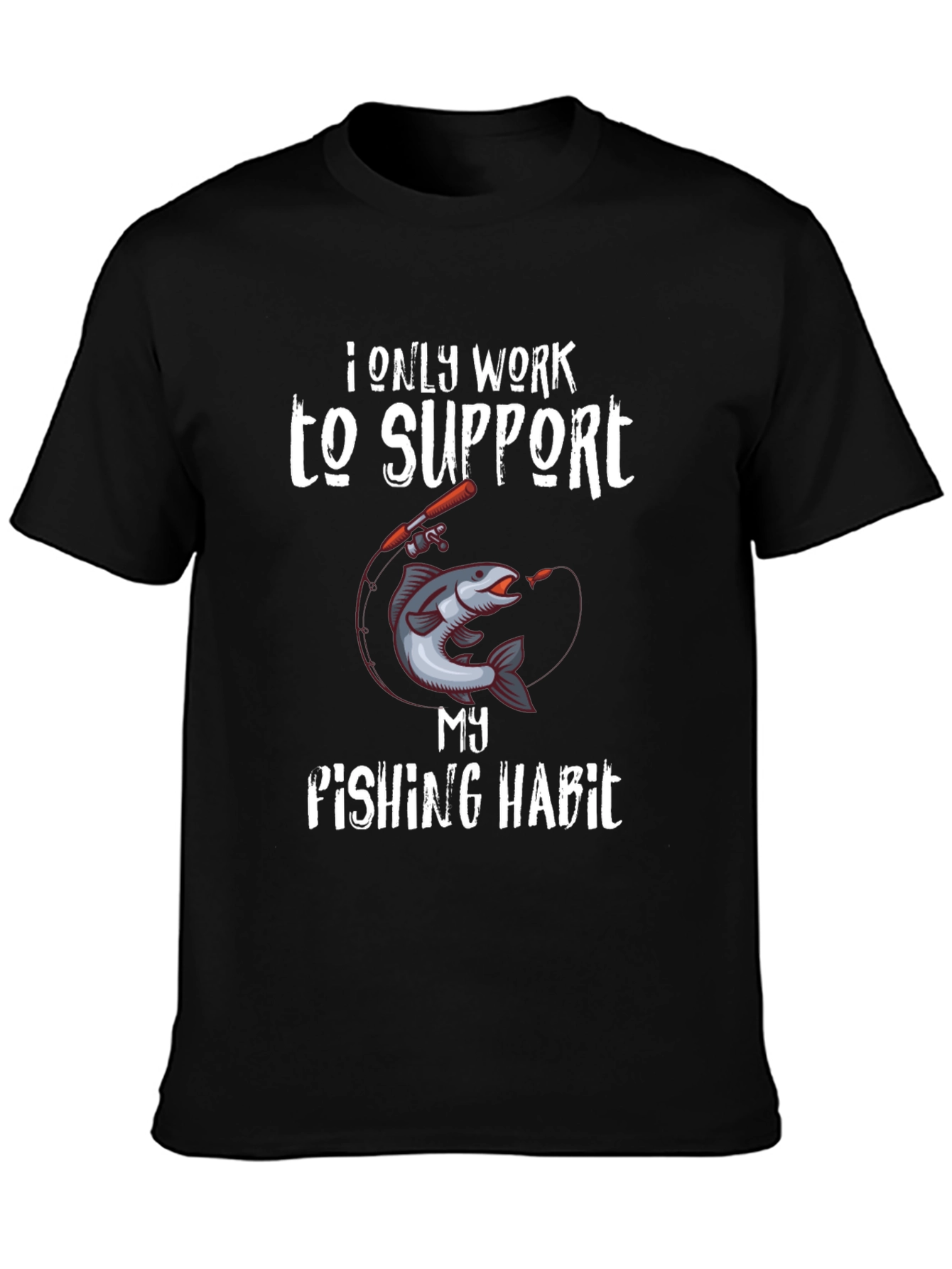 Black Fishing Habit T-Shirt - Funny Angler Tee view 3
