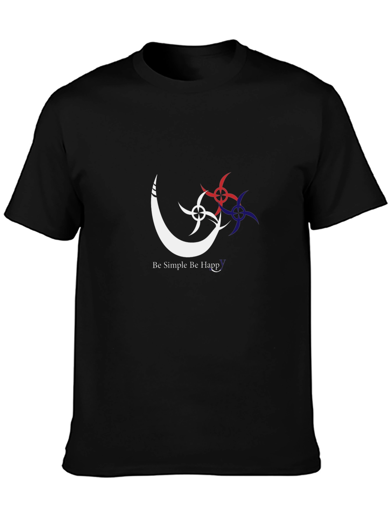 Black Simple Happy Graphic Black T-Shirt view 3