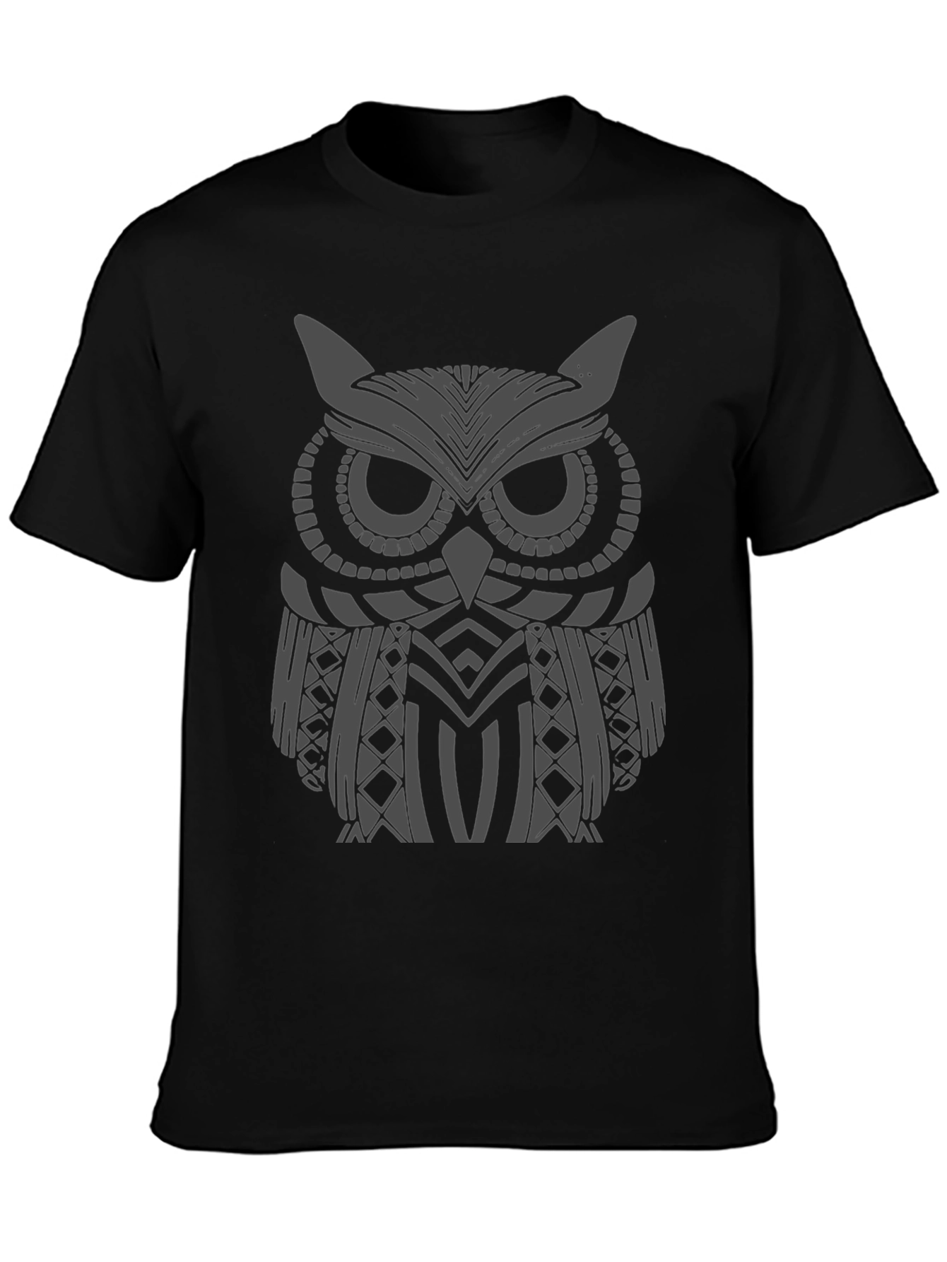 Black Owl Graphic Print Men's Black T-Shirt view 3